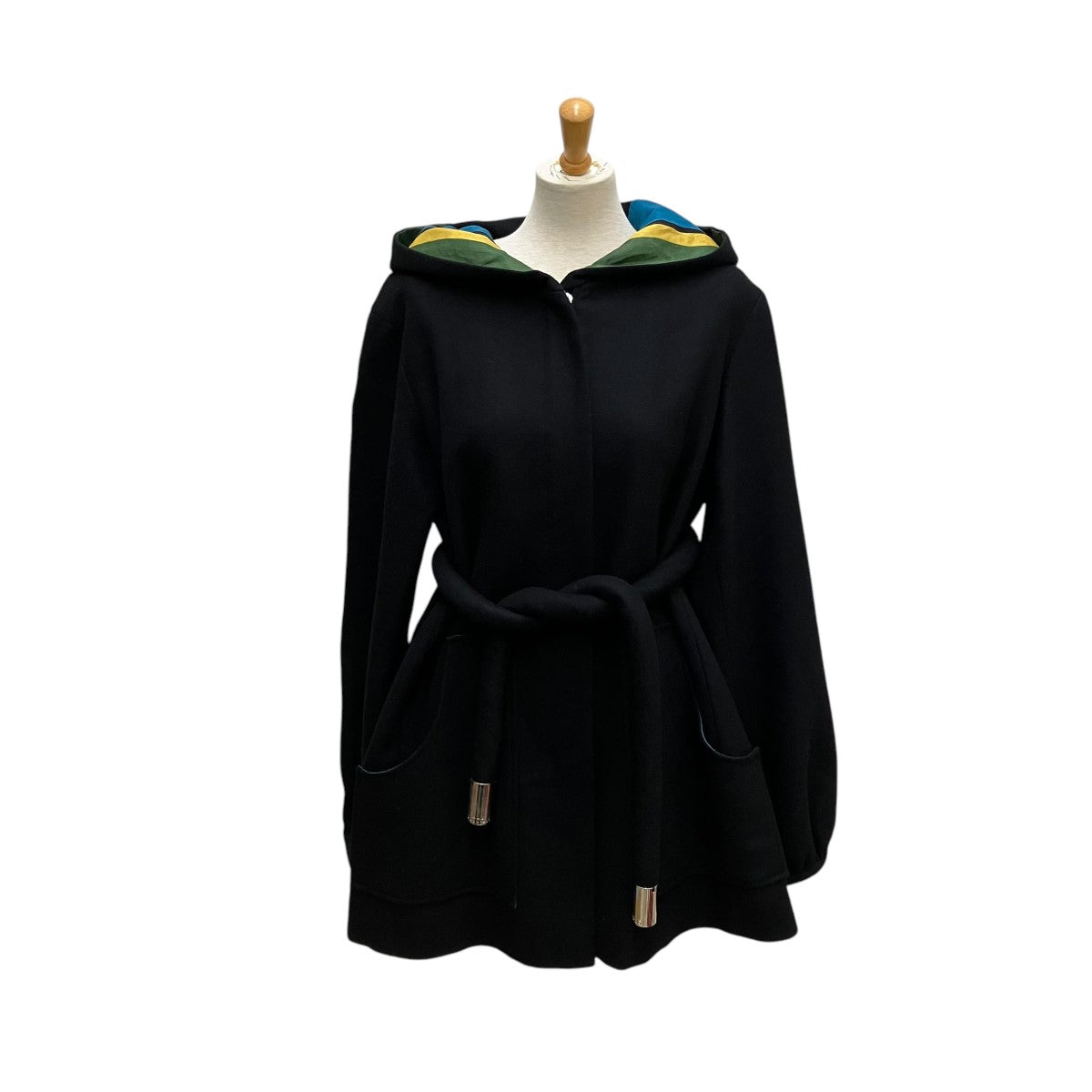 特価 louis vuittonルイヴィトン ライナー フード付 コート 48 LOUIS VUITTON(ルイヴィトン) カシミヤ混フードコート ブラック サイズ