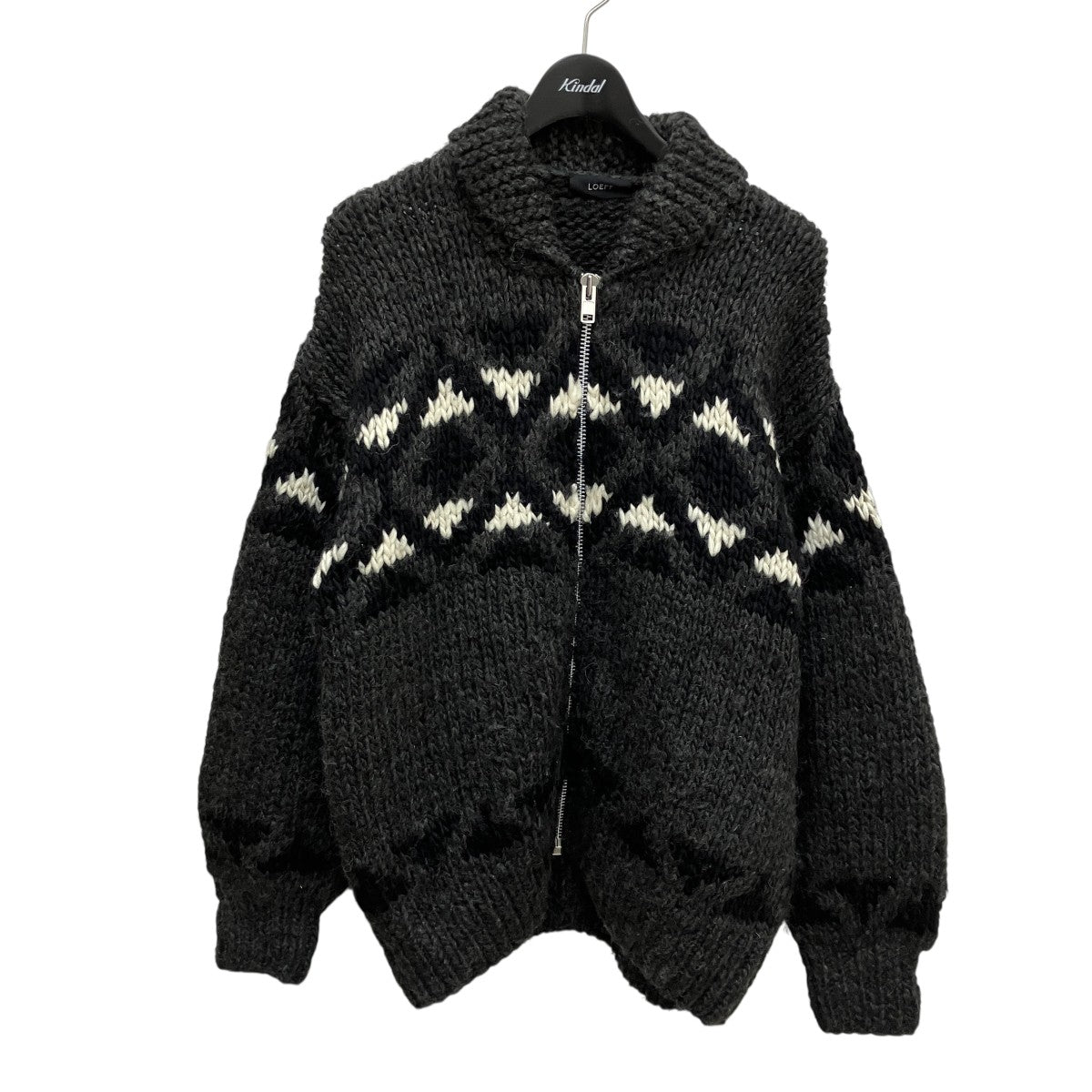 L 定価6600円 TMT カウチンニット カーディガン ニットブルゾン 黒 LOEFF(ロエフ) カウチンニットカーディガン8883-199-0023 8883-199