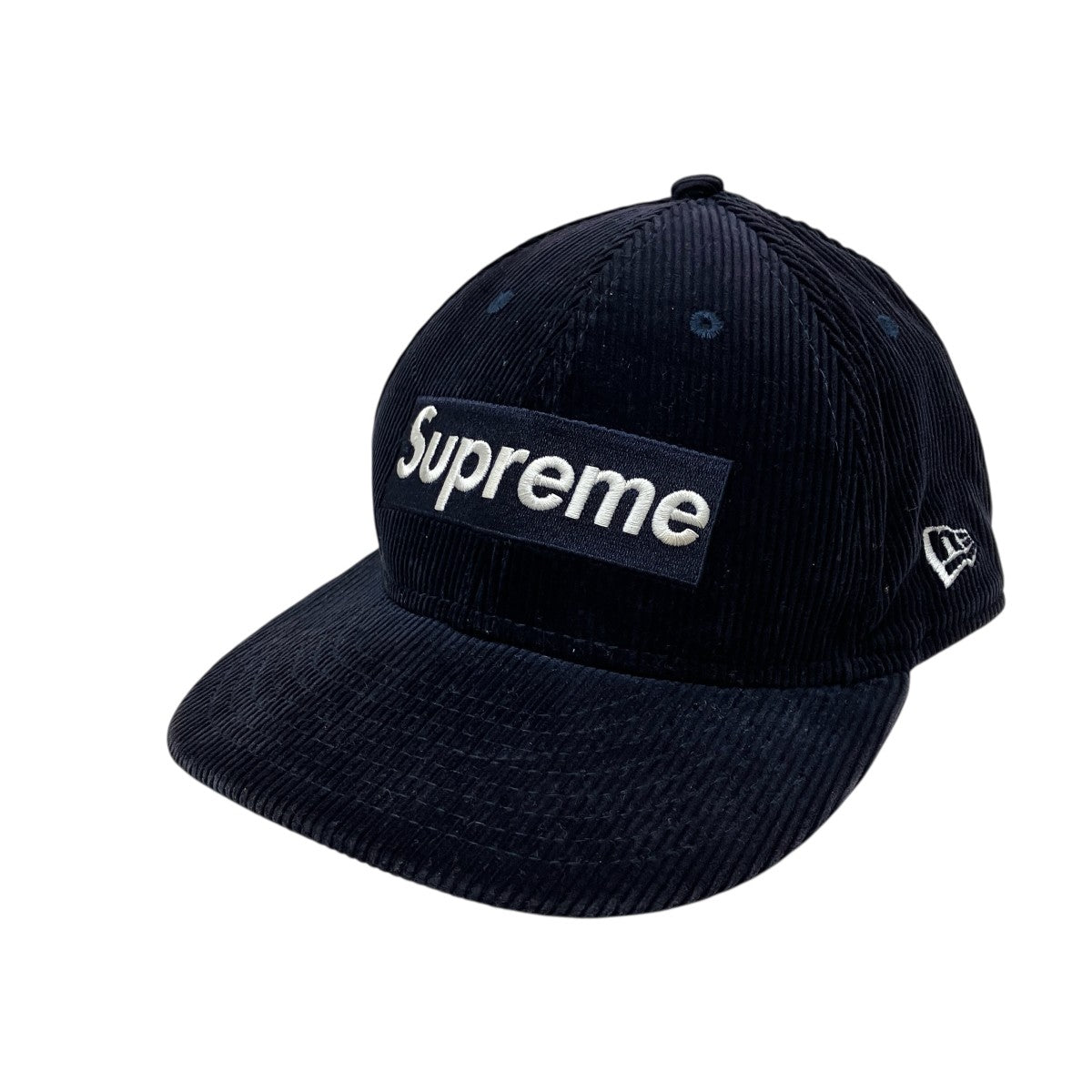 New Era×Supreme corduroy box logo new eraキャップ ネイビー