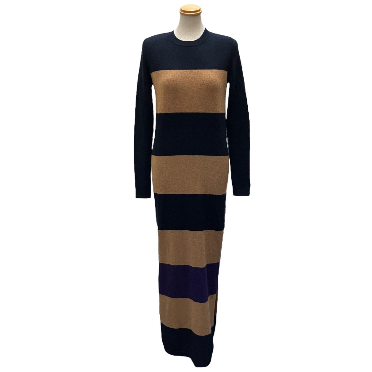 DEMYLEE(デミリー) ボーダーカシミヤニットワンピース ネイビー サイズ