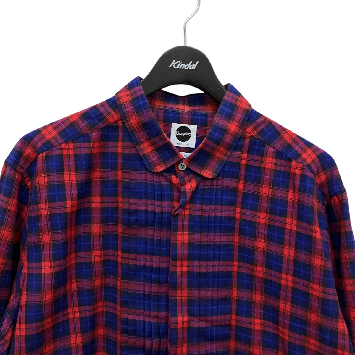 kmrii 裾 ブリーチ ブルー チェック シャツ バックサーペントクロス サイズ２  BAGUTTA(バグッタ) チェックシャツ04519 04519 ブルー×レッド サイズ L