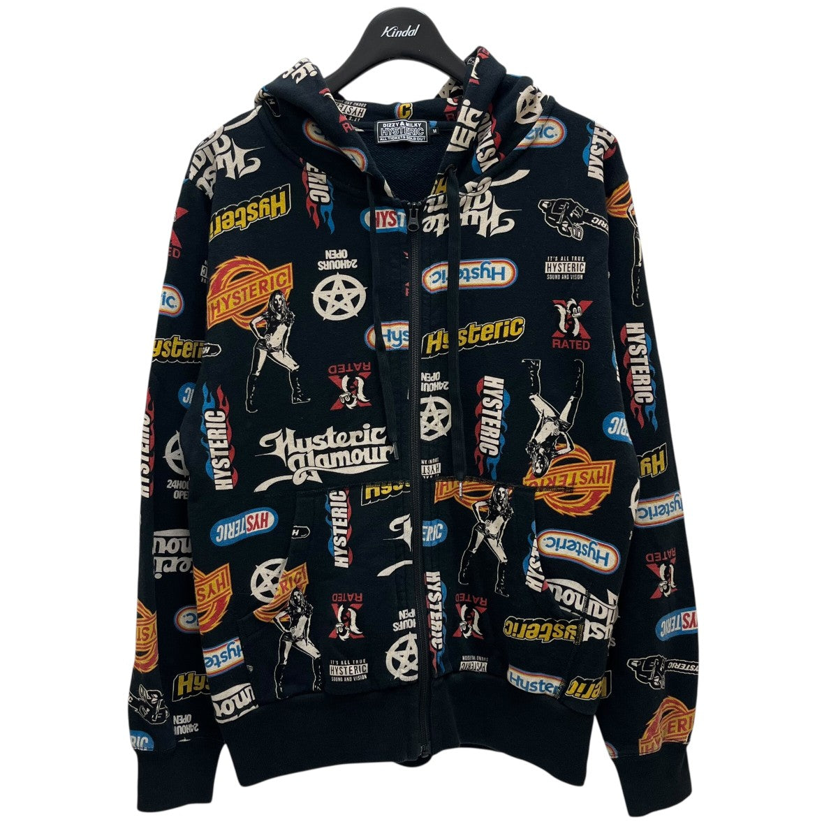 極美品✨️ HYSTERIC GLAMOUR ジップアップ ロングパーカー 黒 HYSTERIC GLAMOUR ヒステリックグラマー ジップアップパーカー