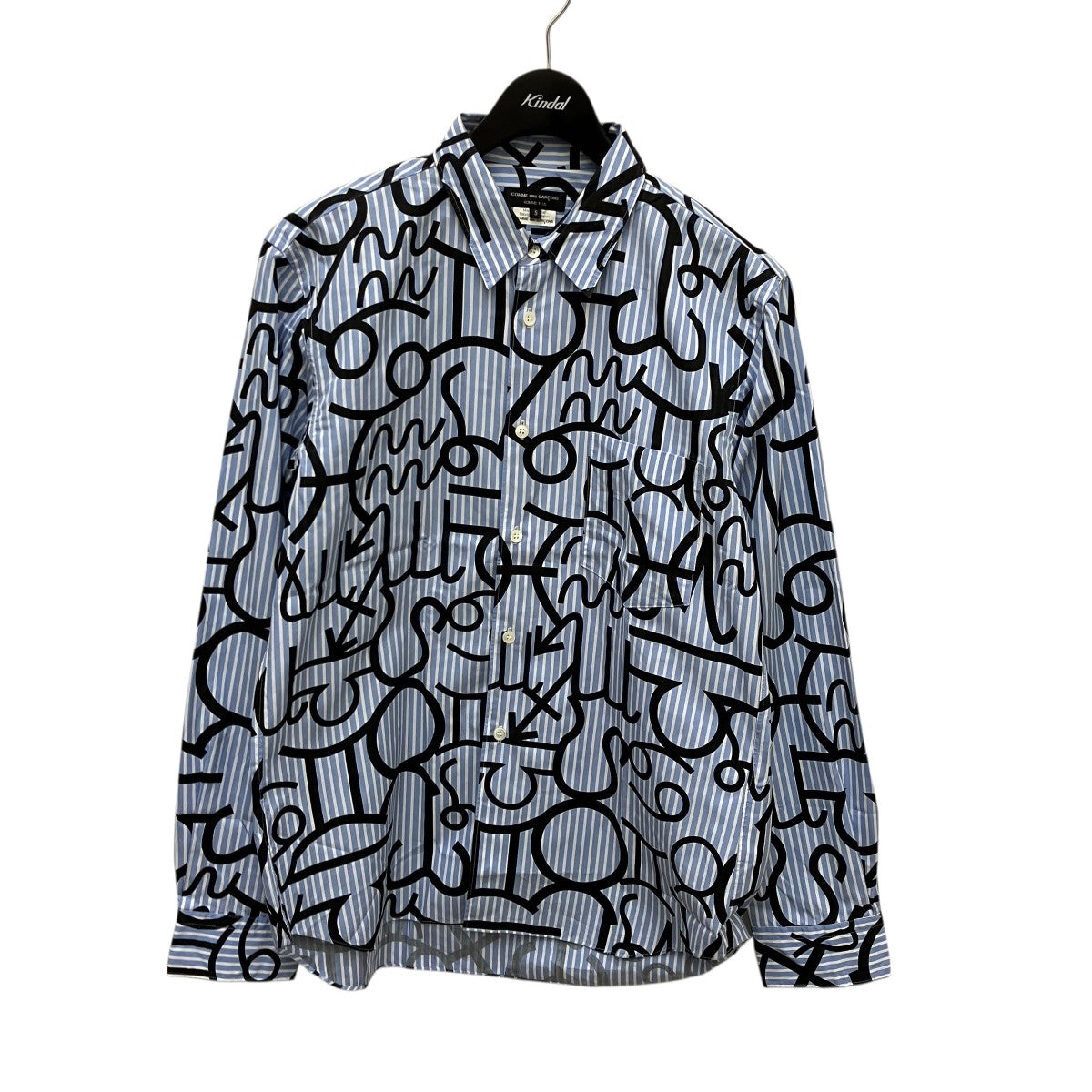 COMME des GARCONS HOMME PLUS ストライプ×総柄長袖シャツPJ-B014 古着・中古-1枚目のアイテム画像