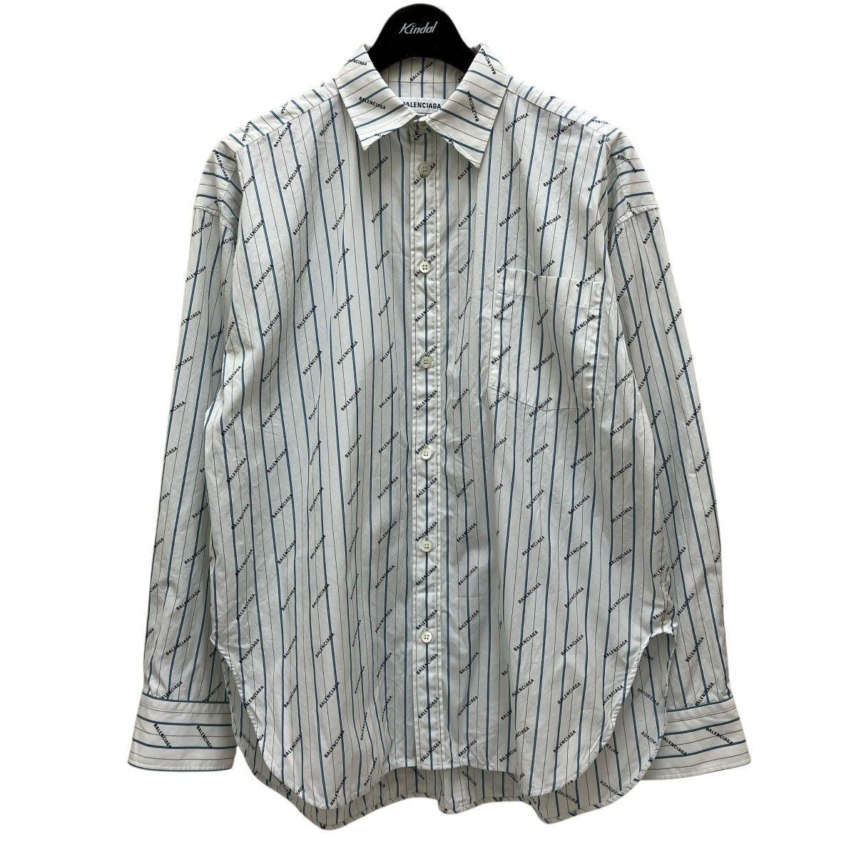 BALENCIAGA(バレンシアガ) ALL OVER LOGO SHIRTストライプシャツ  