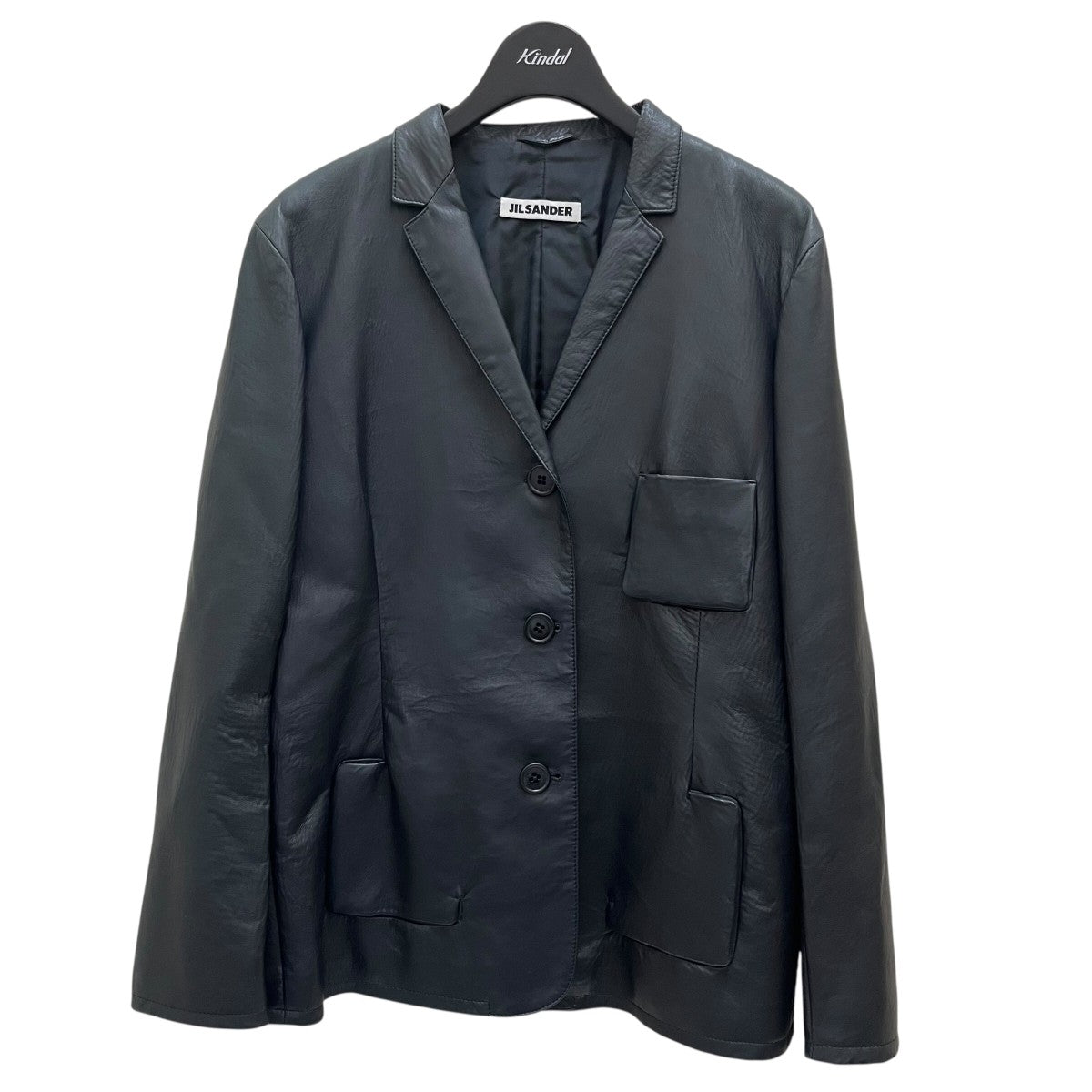 レア 美品 ☆ ジルサンダー ☆ レザー ジャケット レディース ネイビー 40 JIL SANDER(ジルサンダー) レザージャケット ネイビー サイズ 40