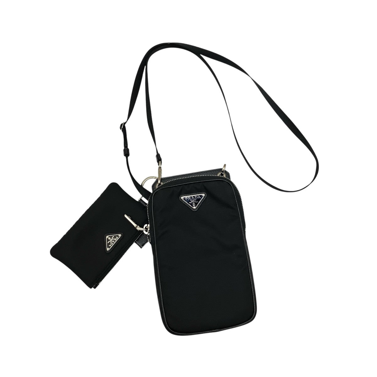 PRADA ブラック ショルダーバッグ ポーチ付き PRADA(プラダ) 小銭入れ付ポーチショルダーバッグ ブラック