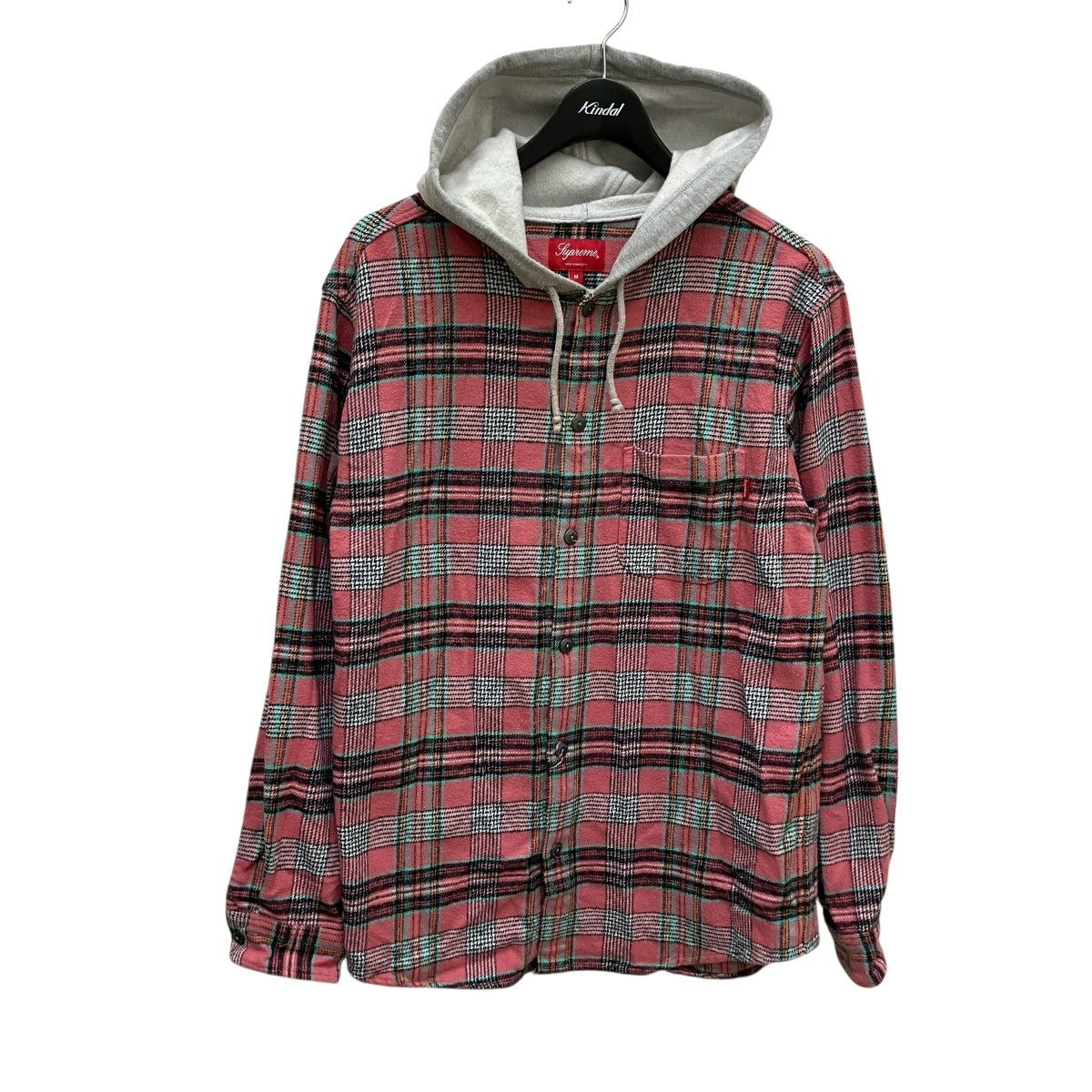Supreme チェック柄フード付きシャツ M Supreme(シュプリーム) Hooded Plaid Flannel Shirt Dusty Peach
