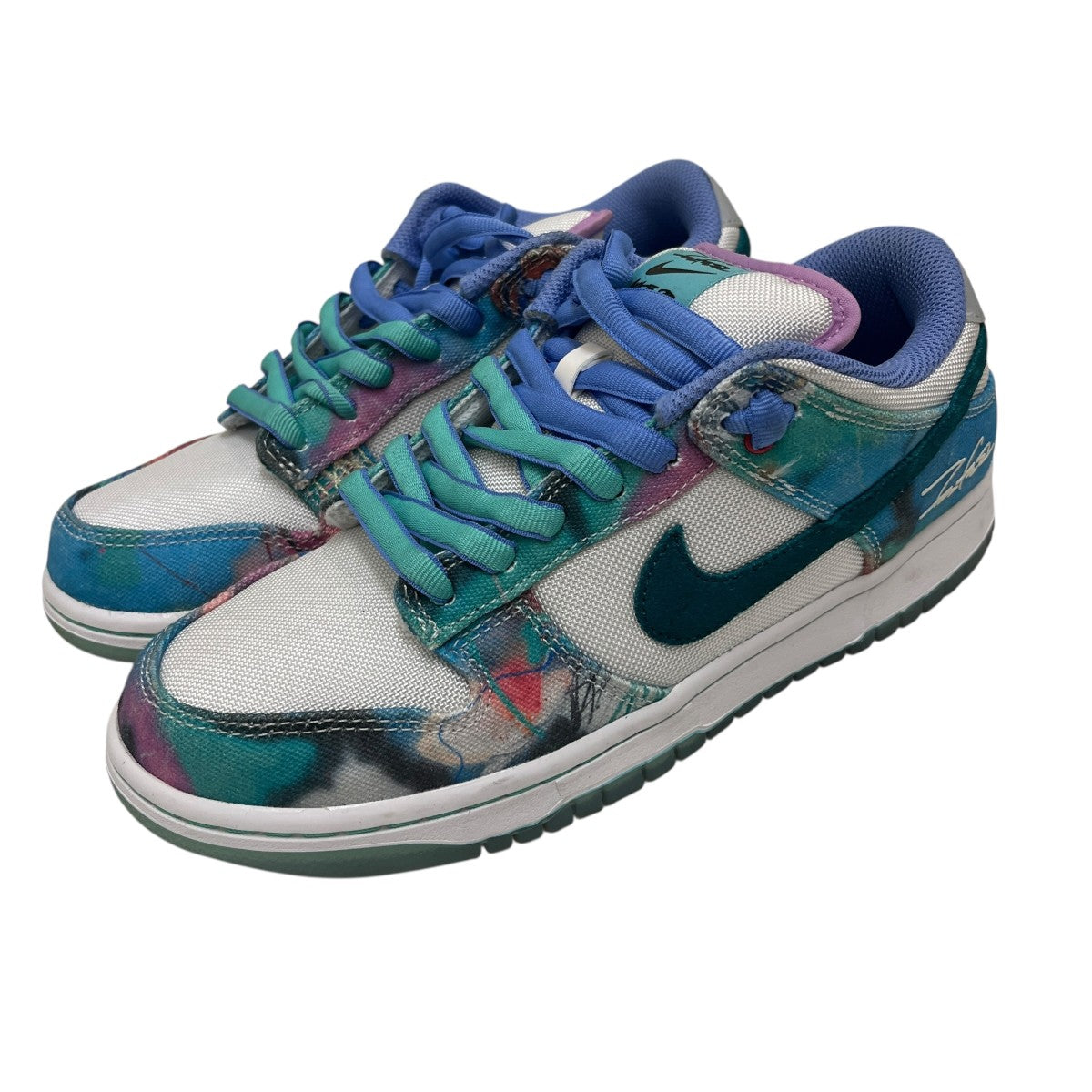 NIKE SB×Futura Dunk Low White and Geode Tealローカットスニーカー 