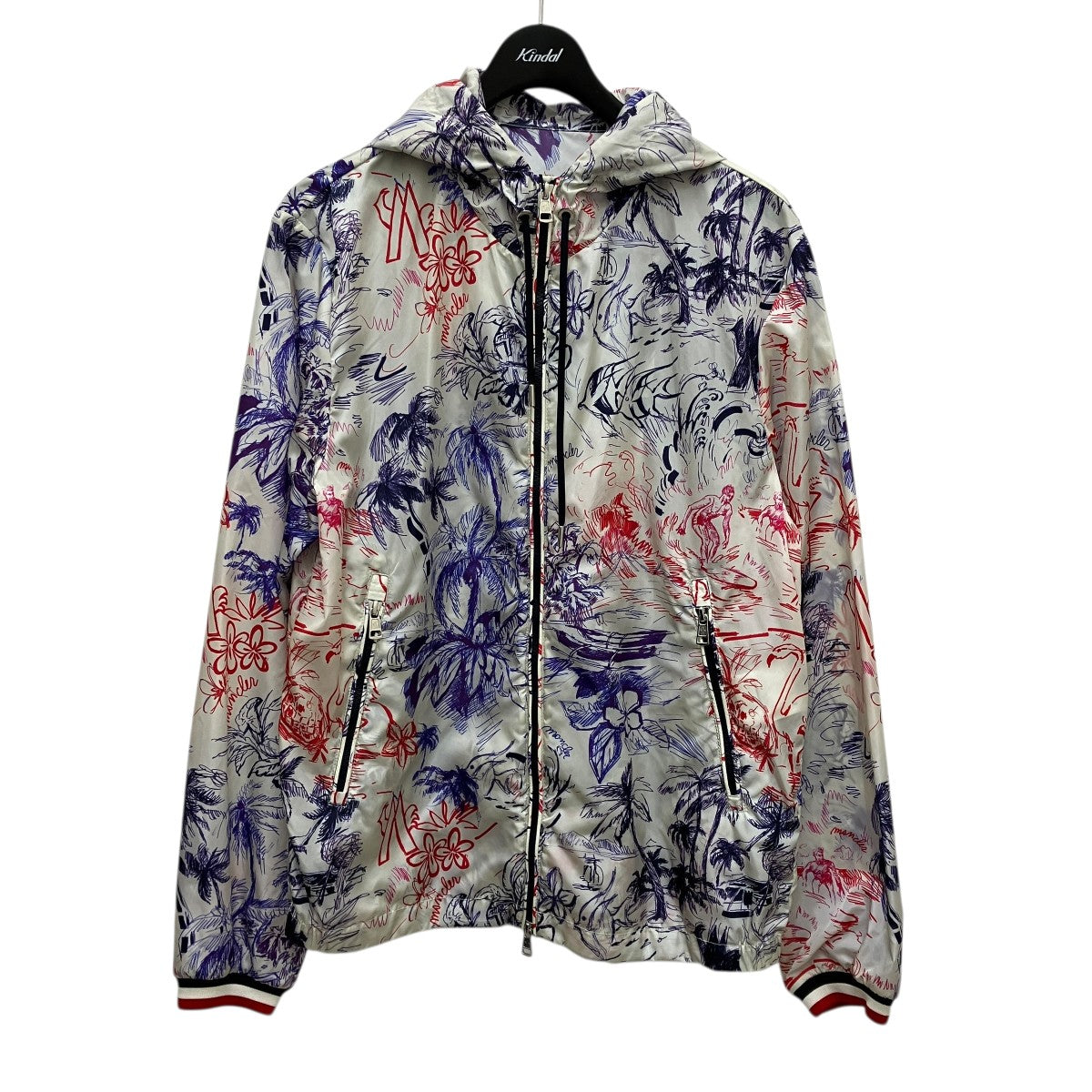 美品✨ モンクレール 19年 ナイロンジャケット フリル ホワイト ロゴ MONCLER モンクレール レディース ナイロン コート フリル フード