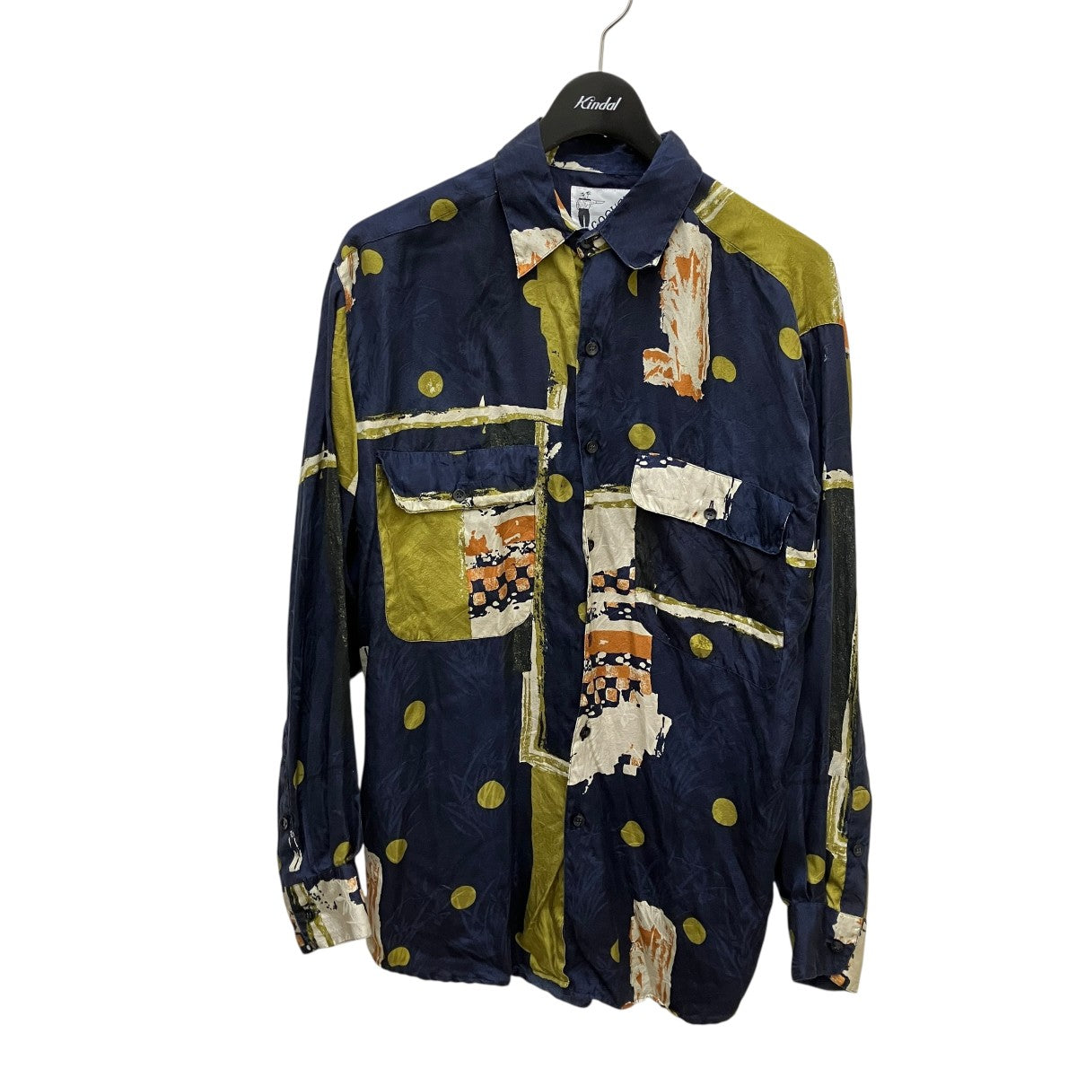 goouch(グーチ) 80-90S Vintageシルク総柄シャツ ネイビー サイズ S