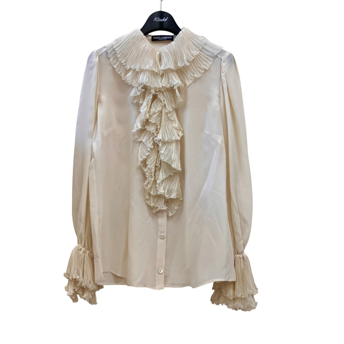 Dolce & Gabbana シルクブラウス　クリーム色 36 DOLCE ＆ GABBANA(ドルチェアンドガッバーナ) シルクフリルブラウスFH
