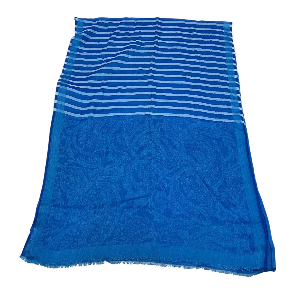 【新品未使用】エトロ　162×63 ウールシルク混合 ロングストール ETRO(エトロ) シルク混スカーフ161-1H402-9350 161-1H402-9350 ブルー