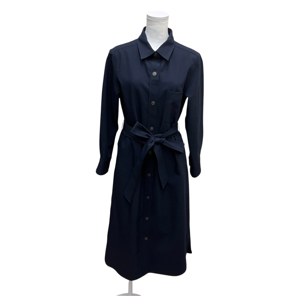 美品 ソージュ シャツワンピース ベルト付 ネイビー 紺 ロングワンピース S SOEJU(ソージュ) リボンベルト付シャツワンピースS-00-OP-030 S-00-OP