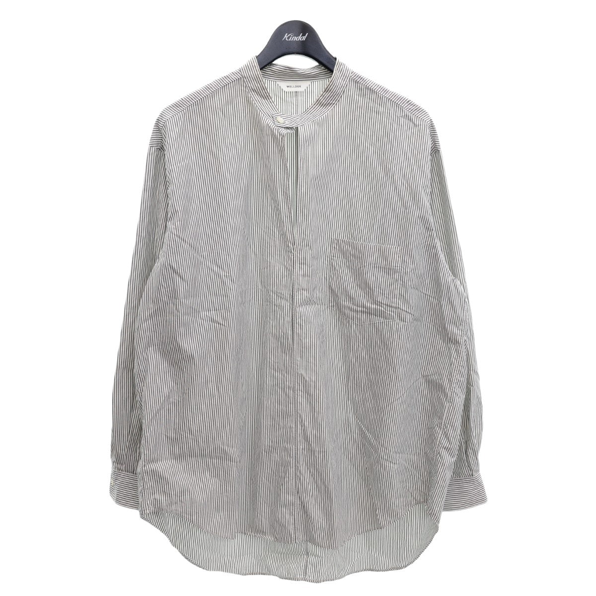 WELLDER(ウェルダー) Buck Side Tucked Band Collar Pullover ShirtストライプバンドカラーシャツWM20SSH08  WM20SSH08 ホワイト×グレー サイズ 4｜【公式】カインドオルオンライン ブランド古着・中古通販【kindal】