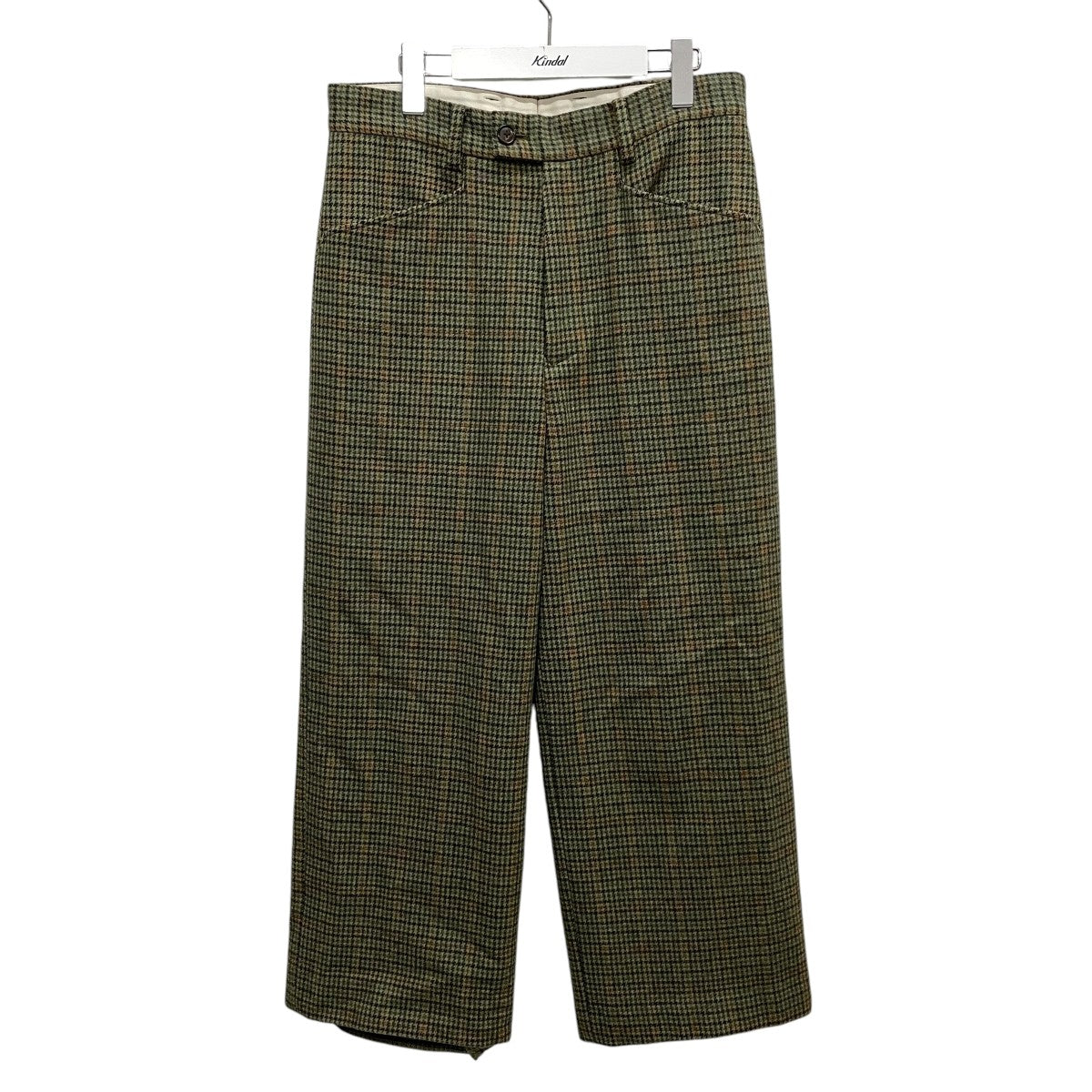 URUウル チェック柄 スラックス URU(ウル) WOOL CHECK WIDE PANTSスラックスパンツ19FUP09 19FUP09