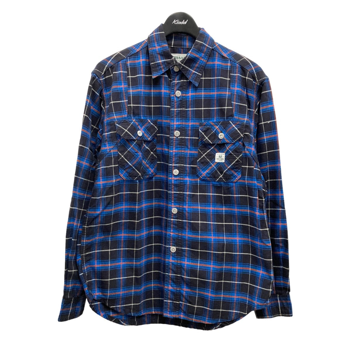 SASSAFRAS(ササフラス) チェックシャツ ブルー×ブラック サイズ 12 