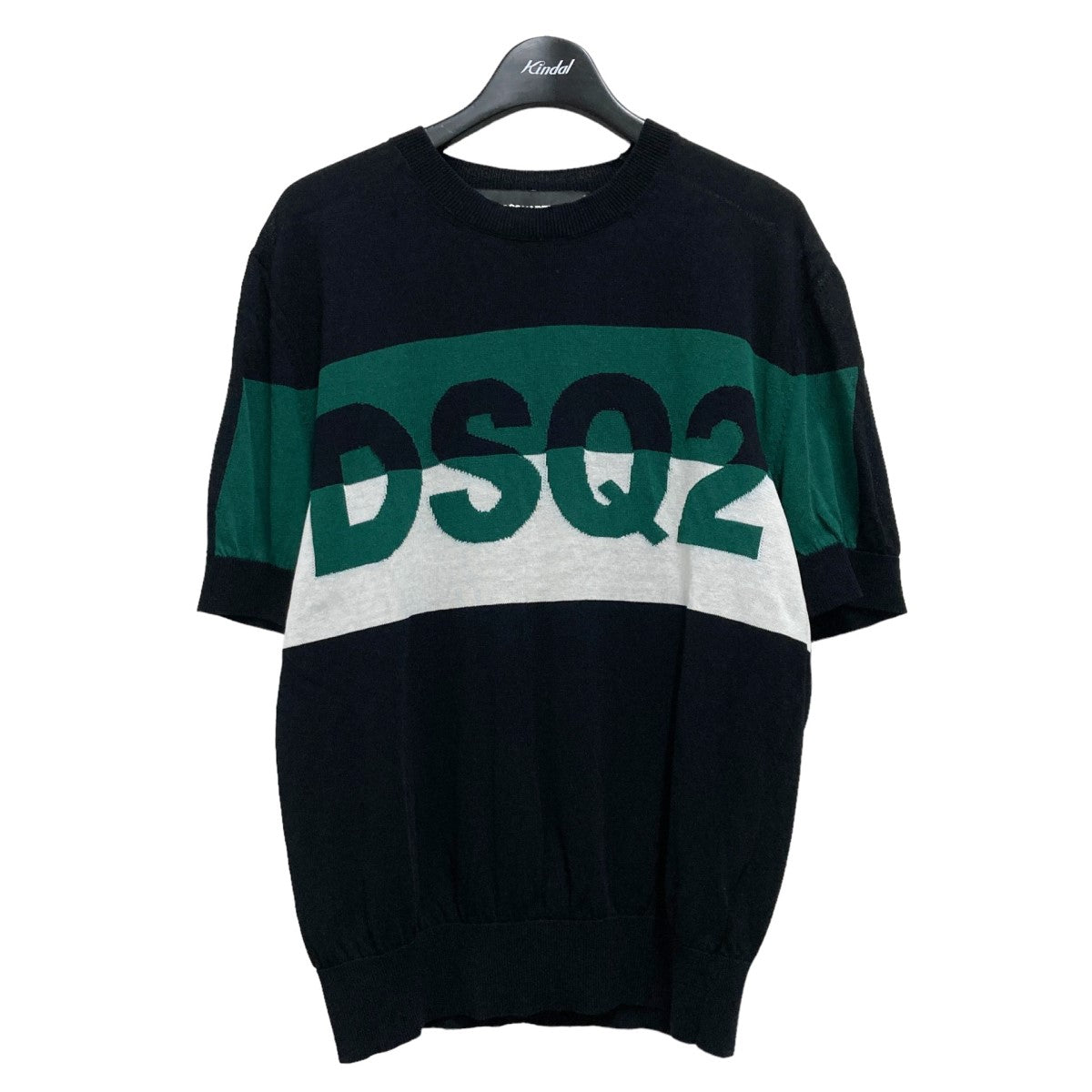 DSQUARED2(ディースクエアード) ロゴ半袖ニットS74HA1071 S74HA1071 ブラック×グリーン サイズ  XS｜【公式】カインドオルオンライン ブランド古着・中古通販【kindal】