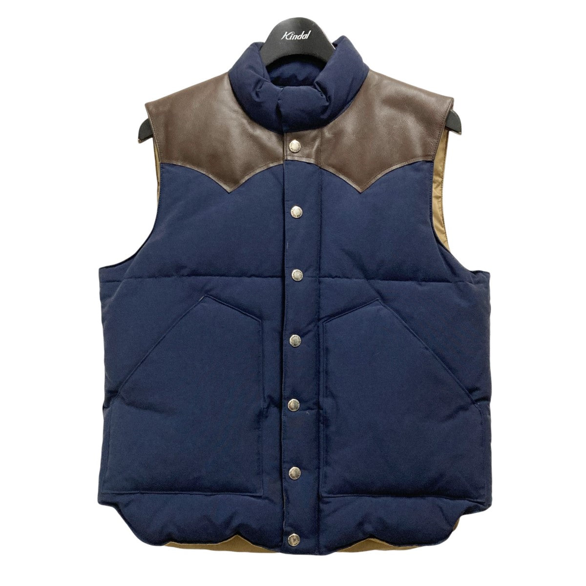 SUGAR CANE(シュガーケーン) LEATHER YOKE DOWN VESTダウンベストSC12340 SC12340 ネイビー×ブラウン  サイズ M｜【公式】カインドオルオンライン ブランド古着・中古通販【kindal】