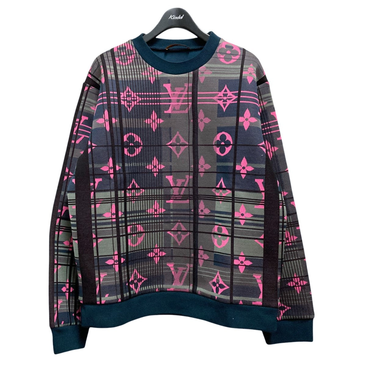 LOUIS VUITTON(ルイヴィトン) モノグラムジャガードスウェットシャツモノグラムプルオーバーHKY75WZRW HKY75WZRW  ネイビー×ピンク サイズ XL｜【公式】カインドオルオンライン ブランド古着・中古通販【kindal】