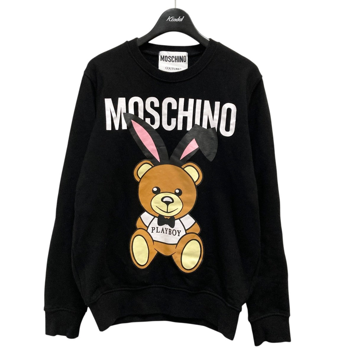 美品 モスキーノトイベア プリントスウェットシャツ コットン バージンウール MOSCHINO(モスキーノ) PLAYBOY BEARプリントスウェット ブラック