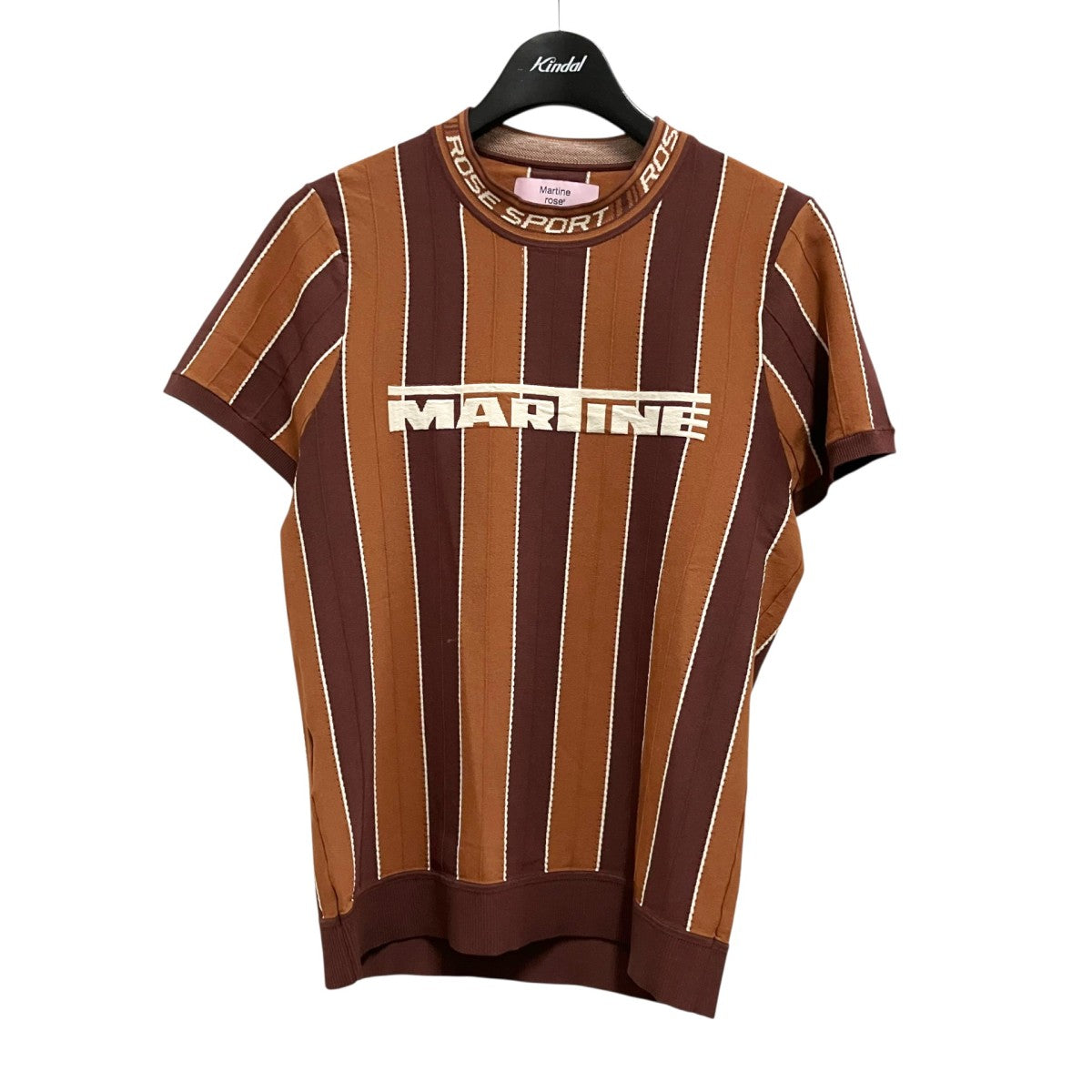 Martine rose(マーティンローズ) LOGO TIGHT T-SHIRTストライプTシャツ