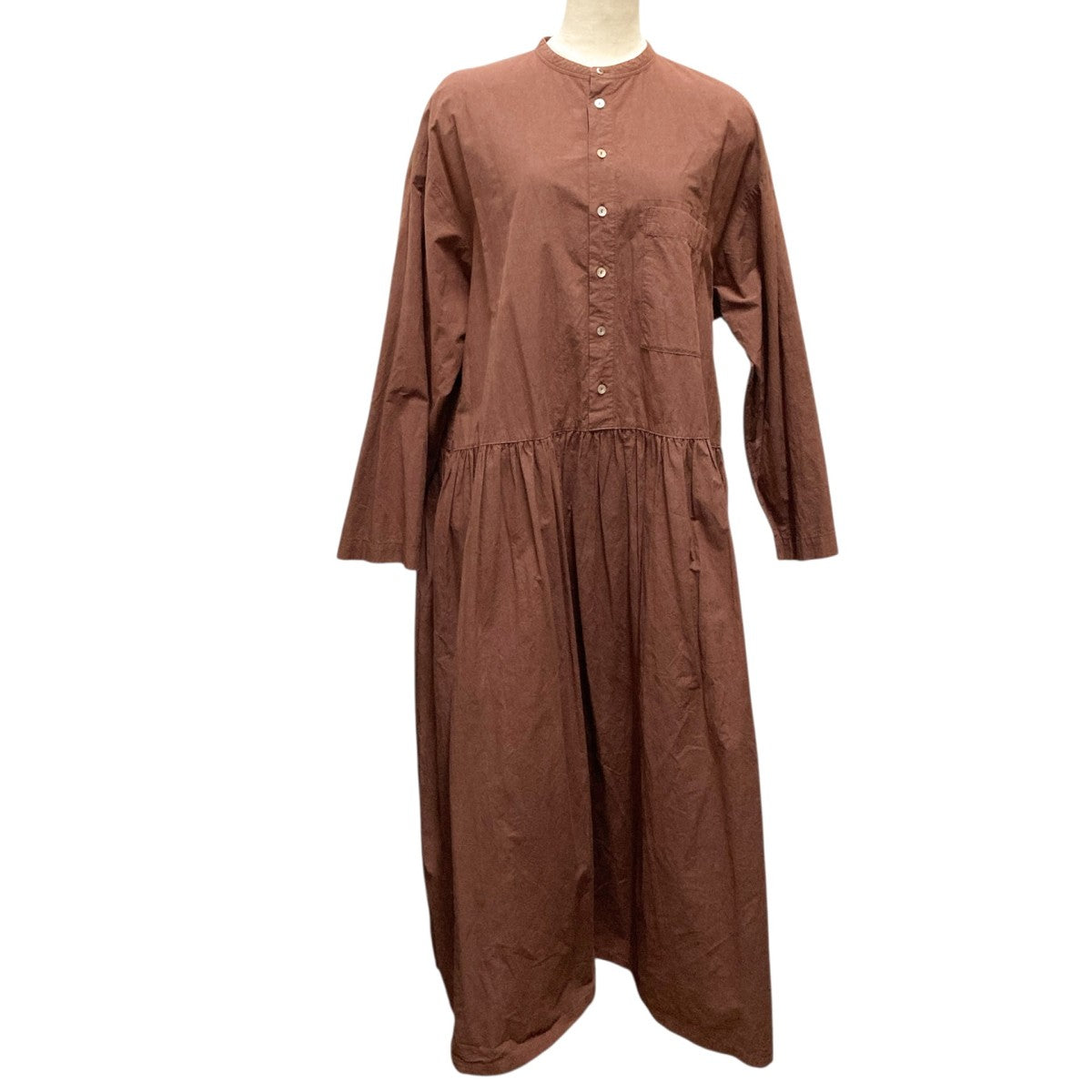 nest Robe コットンラミー切替シャツワンピース　ブラウン nest Robe(ネストローブ) コットンラミー切替シャツワンピース01213