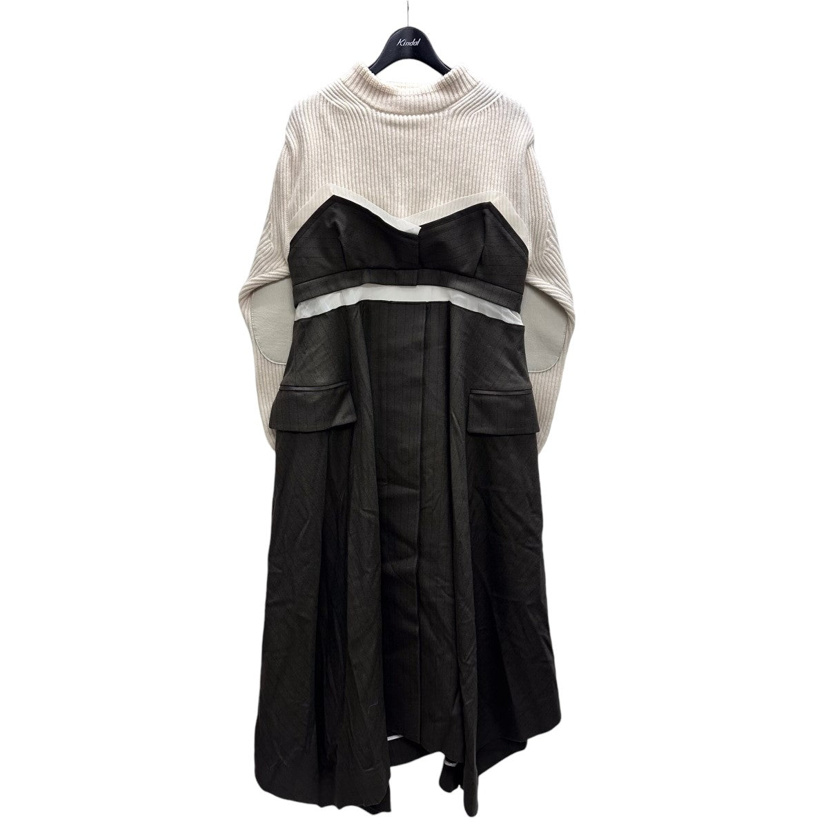 sacai(サカイ) ニットワンピース アイボリー×グレー サイズ 2｜【公式  