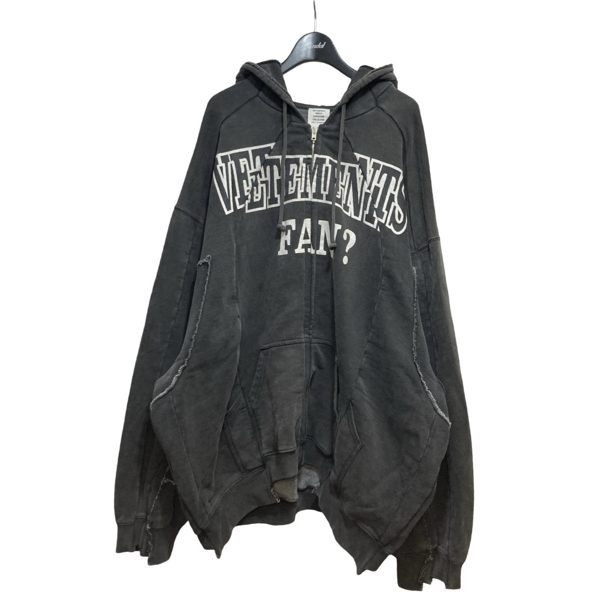 VETEMENTS(ヴェトモン) FAN DECONSTRUCTED ZIP-UP HOODIE再構築ジップ 