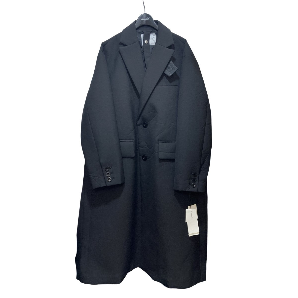 SACAI(サカイ) 23AWSuiting Bonding Coatボンティングロングコート23-03117M 23-03117M ブラック サイズ  1｜【公式】カインドオルオンライン ブランド古着・中古通販【kindal】