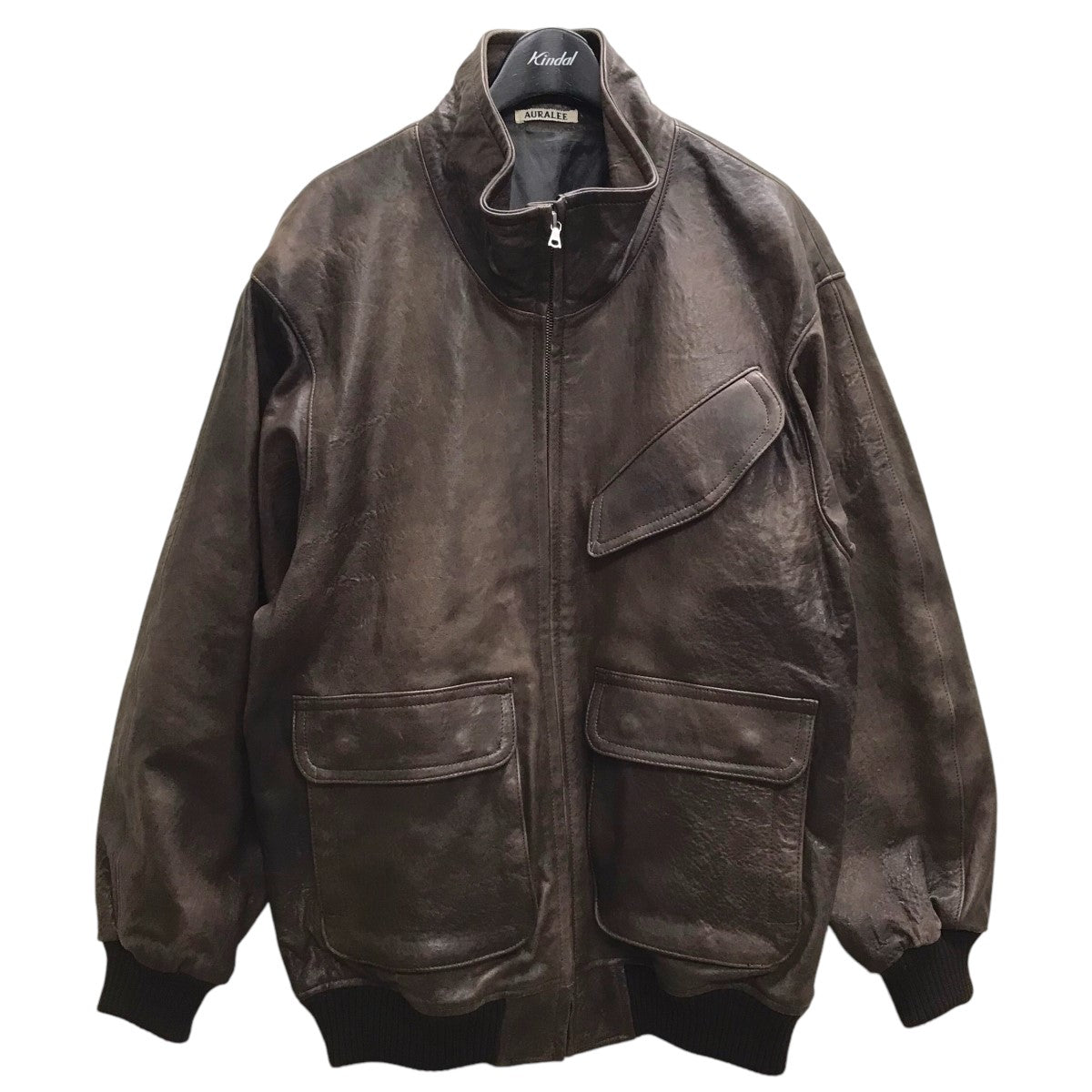 AURALEE(オーラリー) HEAVY LAMB LEATHER ZIP BLOUSON ラムレザー ジップジャケット A24AB01LA ブラウン  サイズ 3｜【公式】カインドオルオンライン ブランド古着・中古通販【kindal】