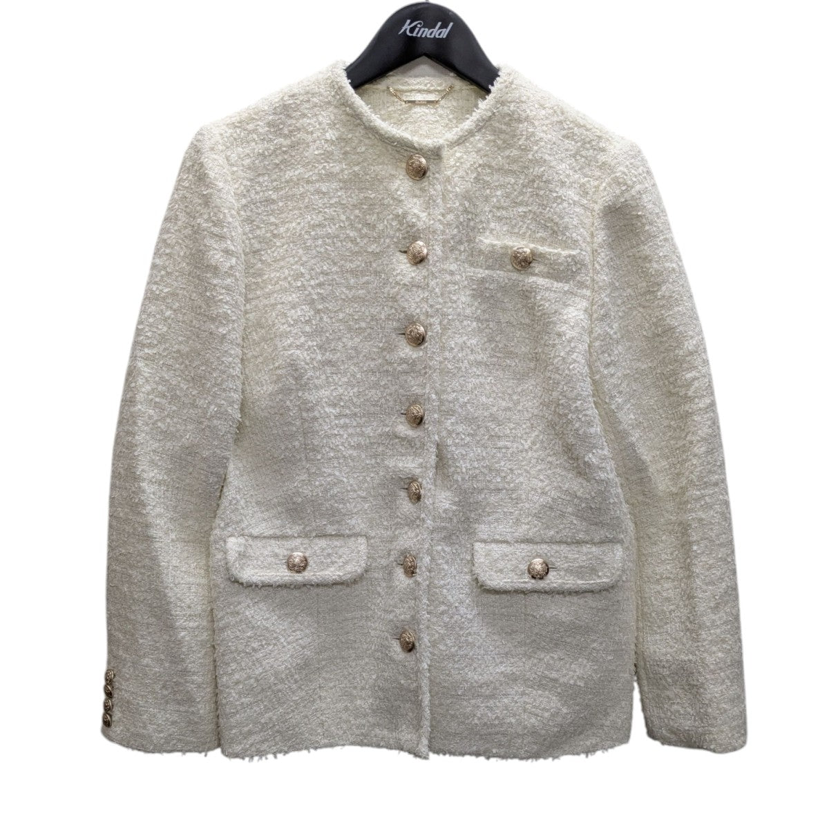 未使用級✨セルフォード ファンシーツイードロングジャケット 24年 ノーカラー CELFORD（セルフォード）の「ファンシーツイードロング