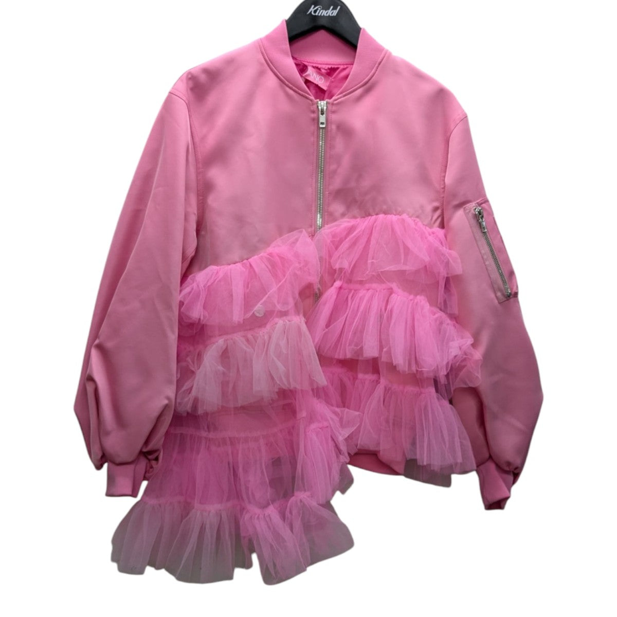 VIVIANO(ヴィヴィアーノ) Tulle Trimmed Bomber Jacket チュール