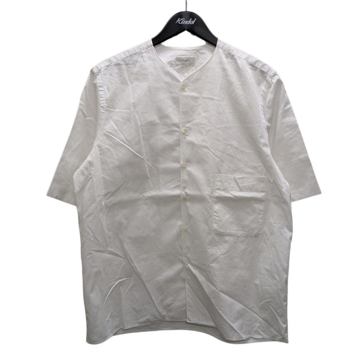 LEMAIRE　ルメール　ノーカラーシャツ LEMAIRE(ルメール) ノーカラー半袖シャツ ホワイト サイズ 48