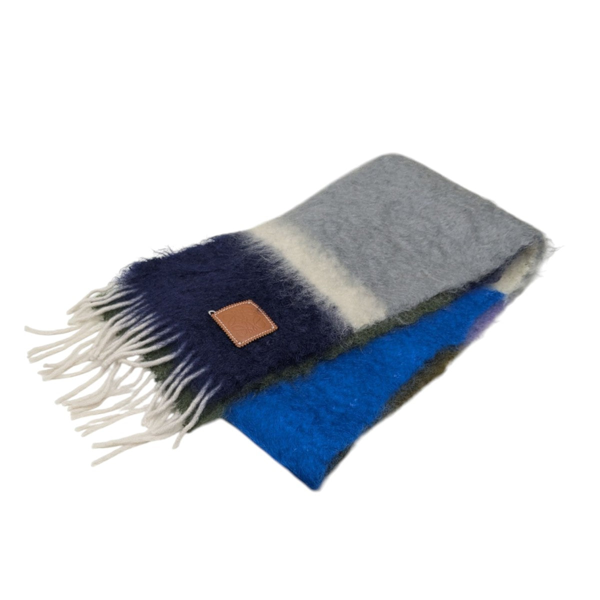 LOEWE モヘア グレー マフラー 中古・古着通販】LOEWE (ロエベ) モヘアブレンドアナグラム刺繍