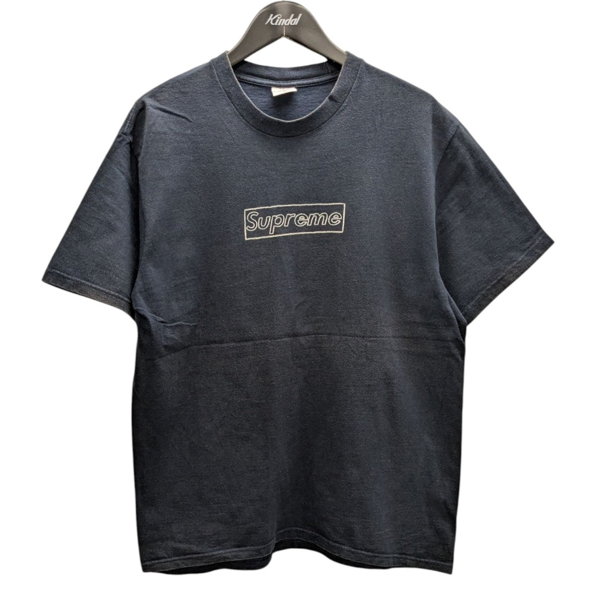 Supreme×kaws Chalk Logo TeeプリントTシャツ ネイビー サイズ M