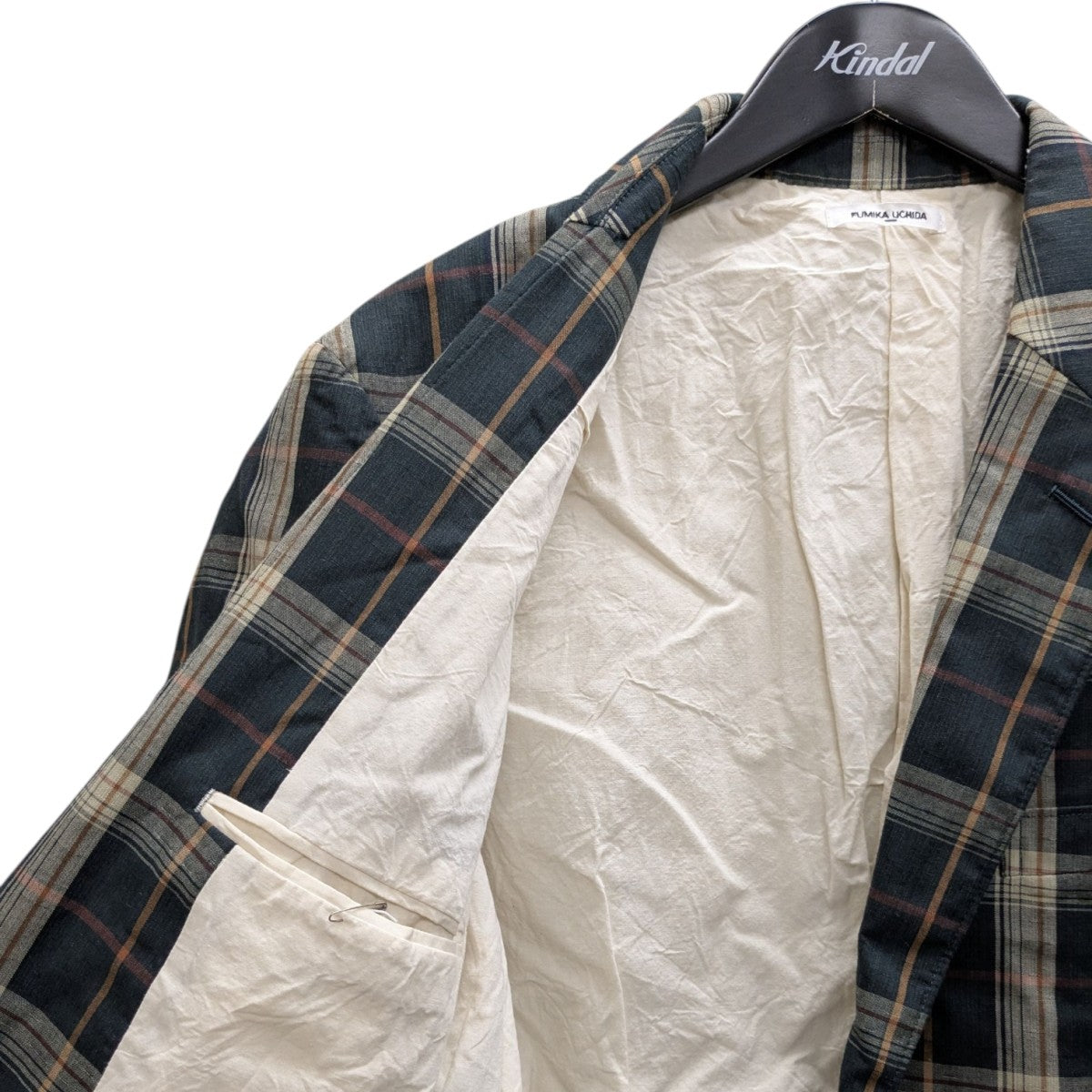 PLAID NOTCHED LAPEL SINGLE JACKET チェックテーラードジャケット