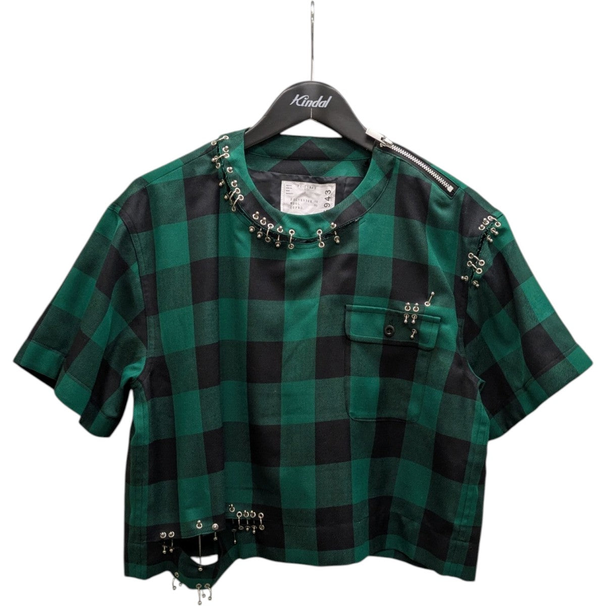 sacai(サカイ) チェック半袖ブラウス22-05943 22-05943 グリーン