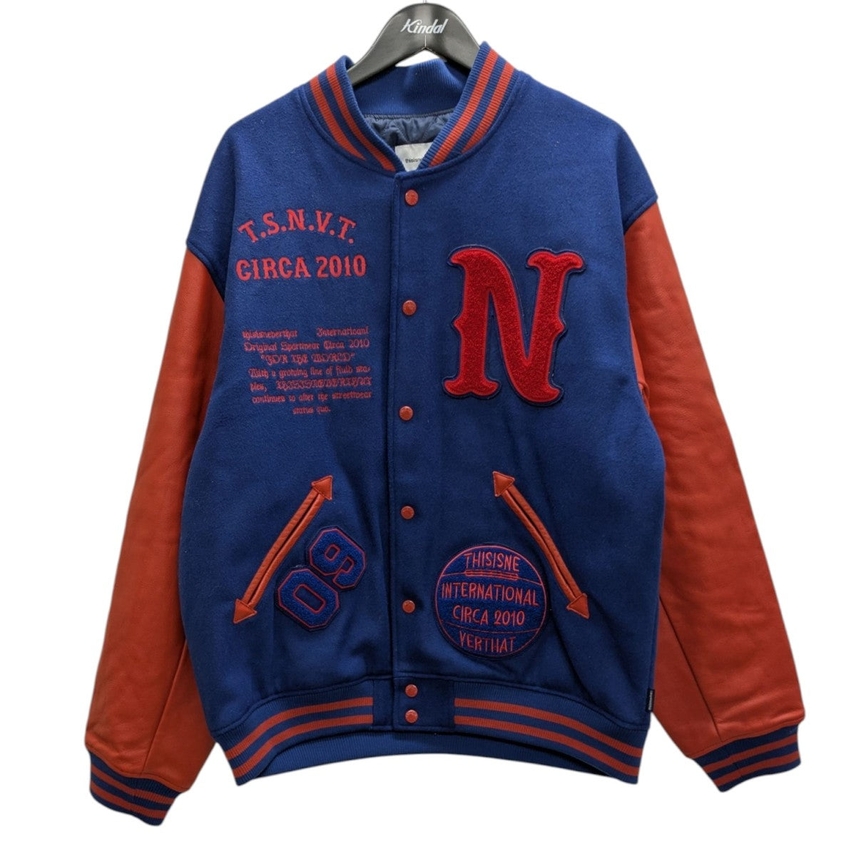 thisisisneverthat スタジャン thisisneverthat(ディスイズネバーザット) 23AW 袖レザースタジャン