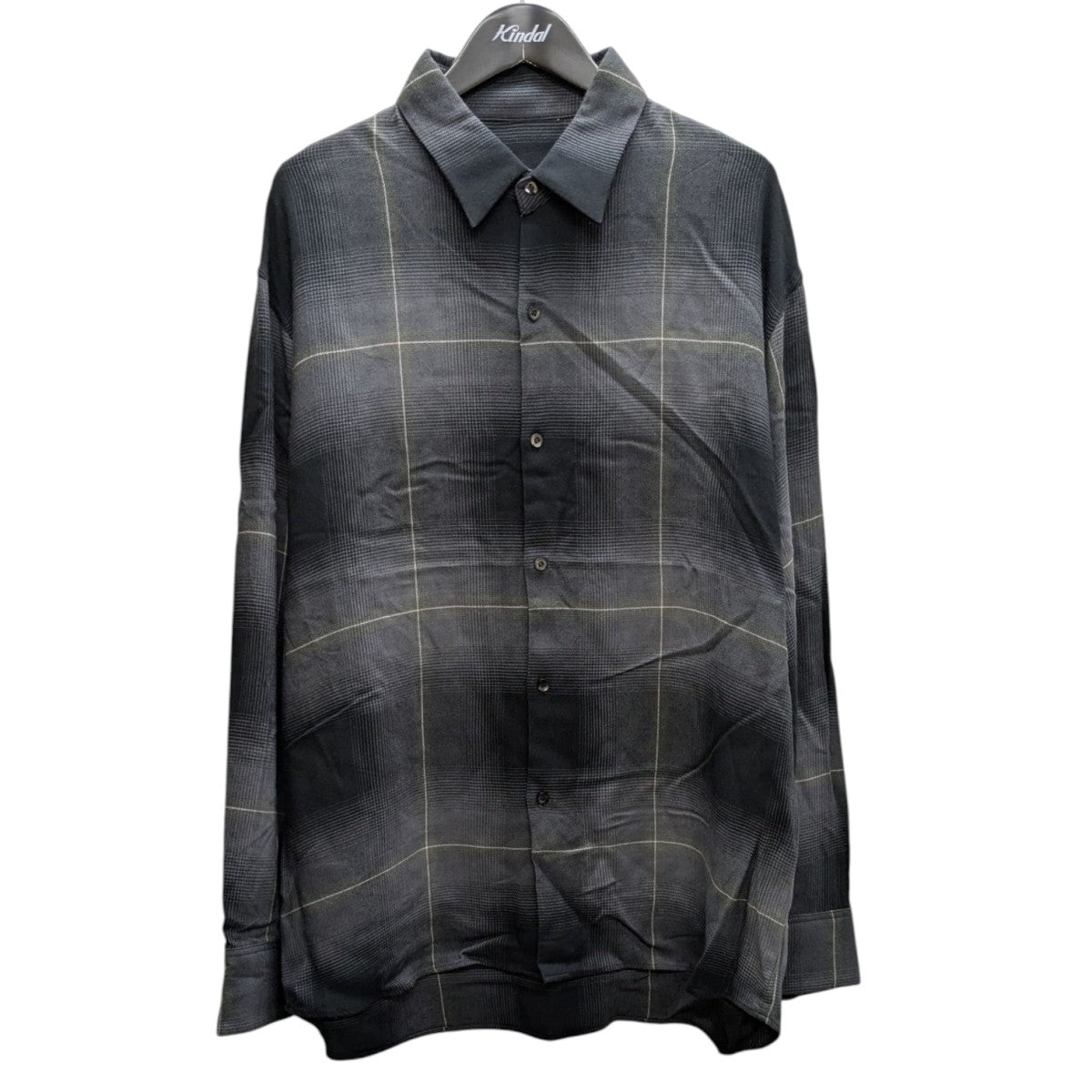 LAD MUSICIAN ラッドミュージシャン　ビッグシャツ　グレー色　44 LAD MUSICIAN(ラッドミュージシャン) SAMPLE品チェックシャツ