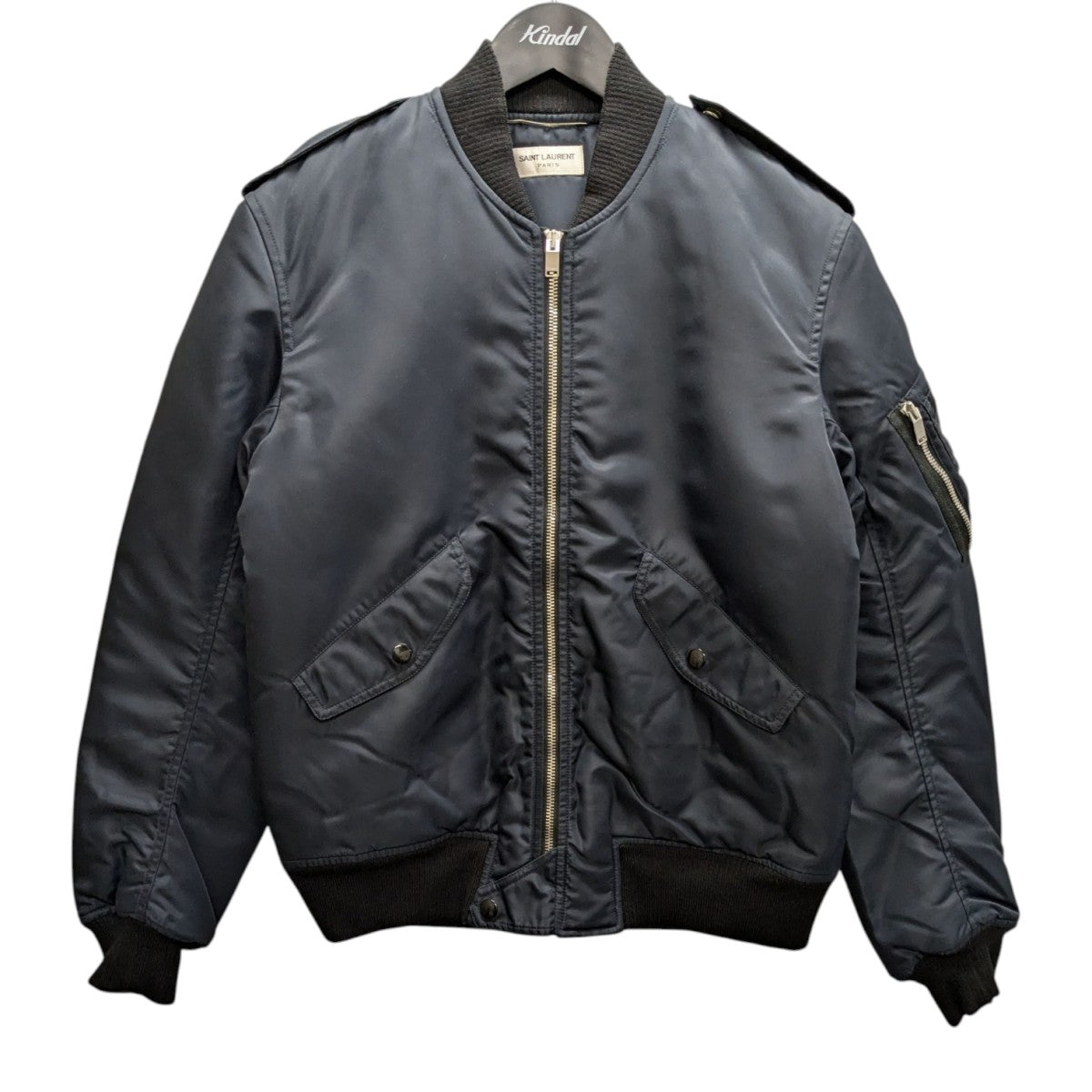 Yves Saint Laurent ネイビー ボンバージャケット サンローラン MA-1 ネイビー ボンバージャケット 正規品 - メルカリ