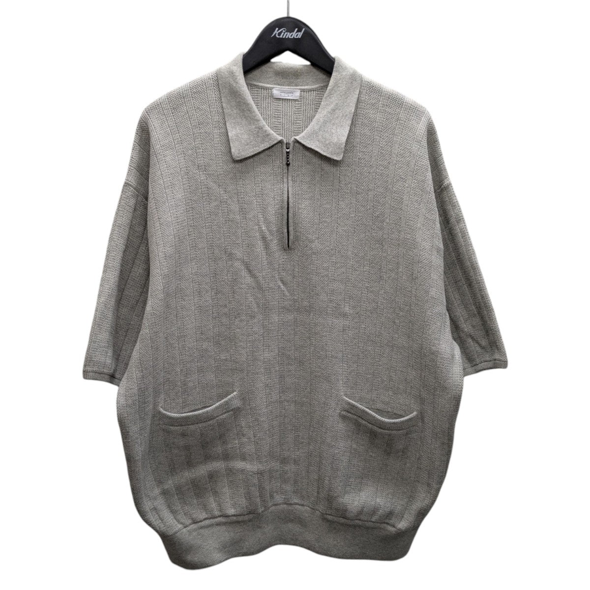 Rib Pattern Half Zip Poloニットポロシャツ2501-012