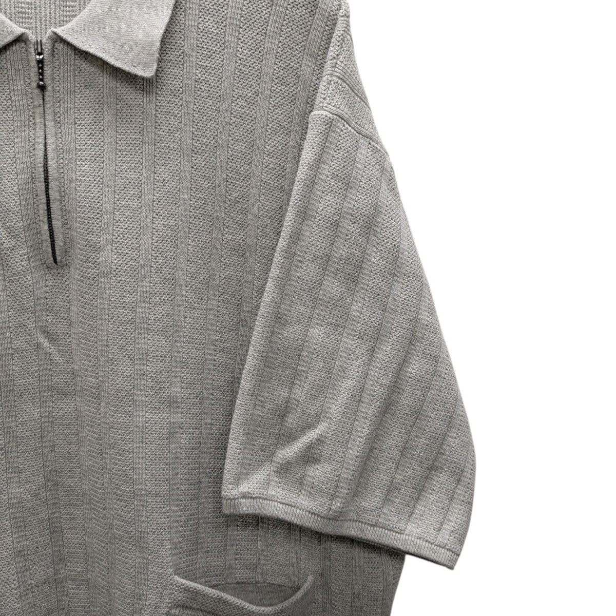 Rib Pattern Half Zip Poloニットポロシャツ2501-012