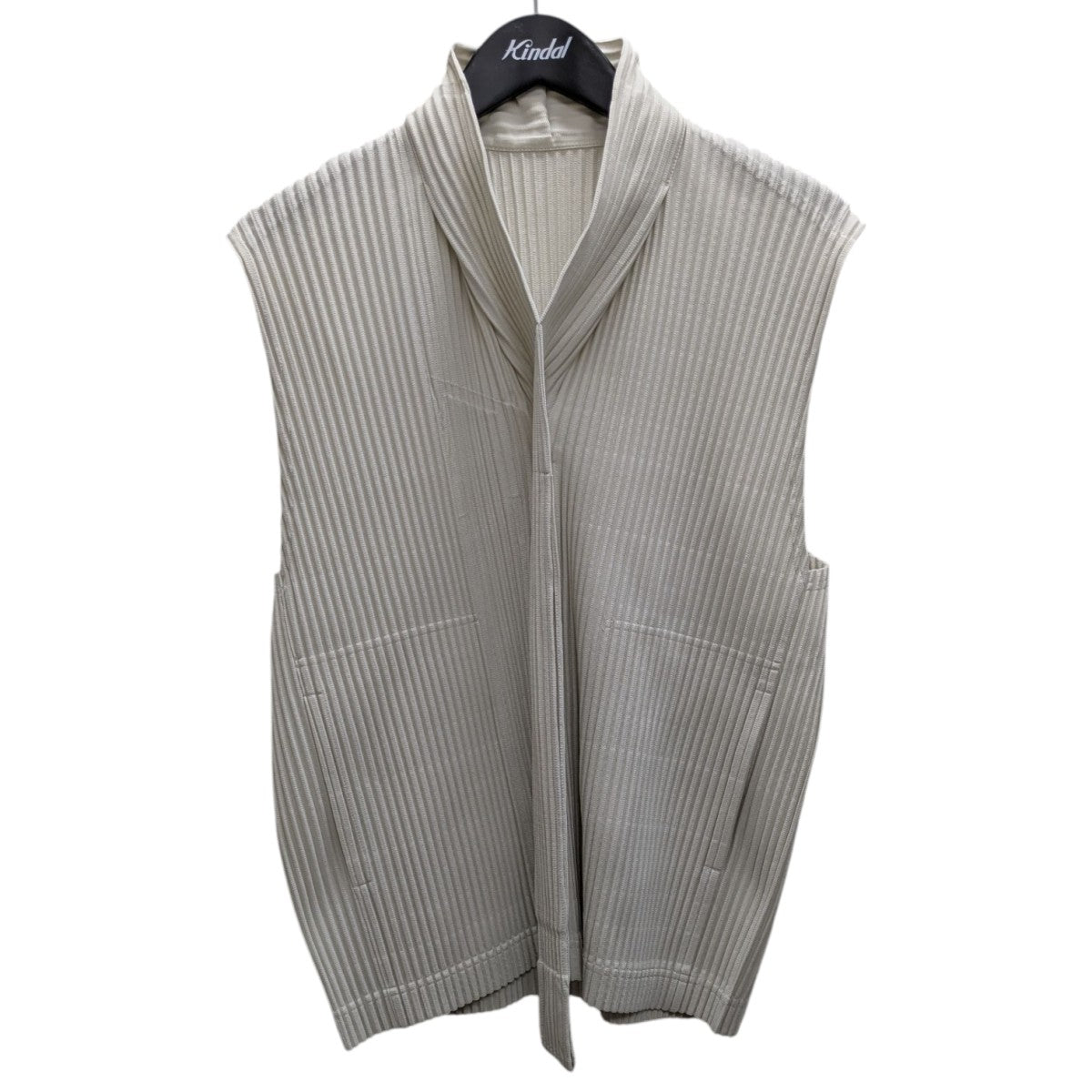 希少美品【イッセイミヤケ】プリーツベスト M スタンドカラー グレー アーカイブ HOMME PLISSE ISSEY MIYAKE(イッセイミヤケオムプリッセ) MONTHLY
