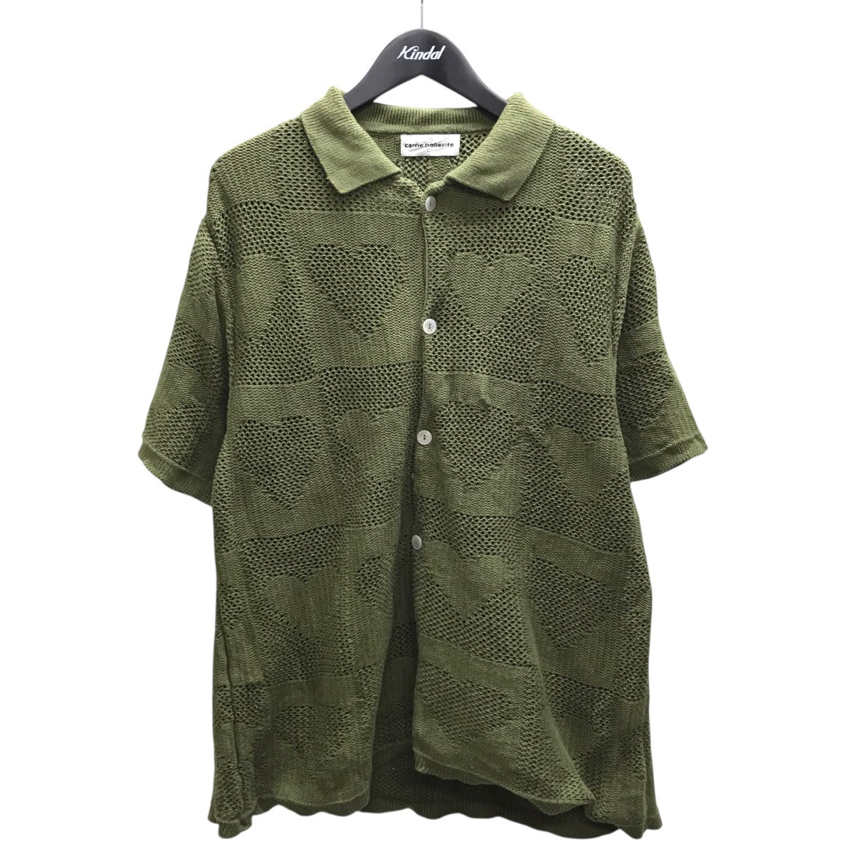 CARNE BOLLENTE CUPID’S NET ハートニット半袖シャツ 古着・中古-1枚目のアイテム画像