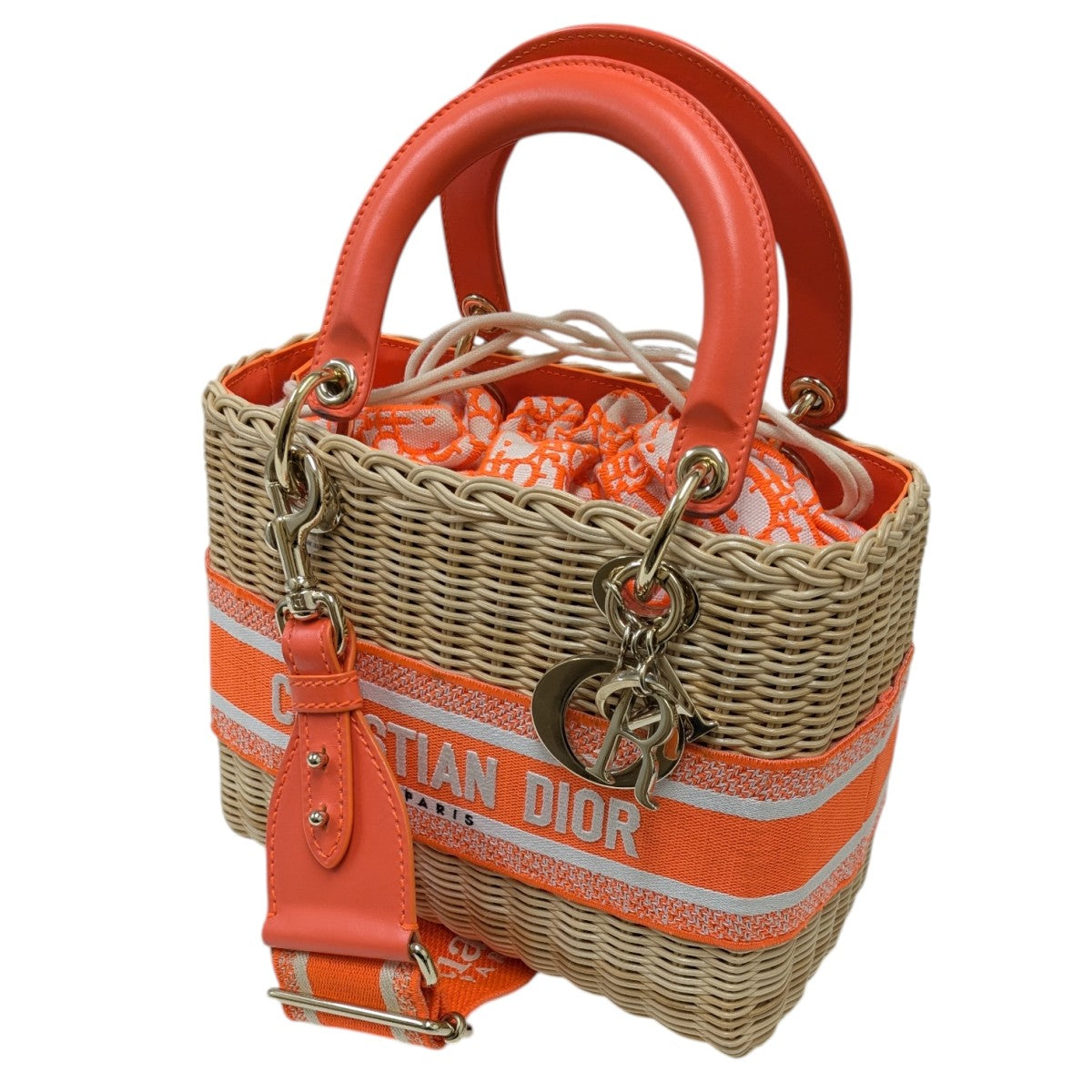Christian Dior(クリスチャンディオール) カゴ ストロー キャンバス 