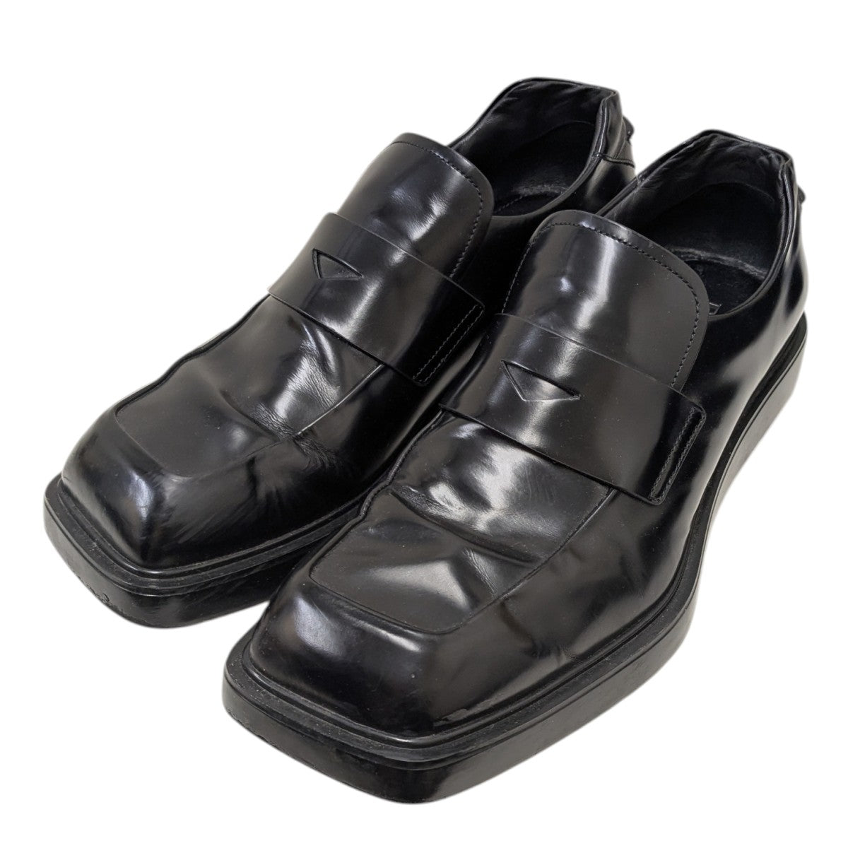 極美品✨PRADA プラダ　レザー　スリッポン　スクエア　ブラック　7 1/2 PRADA(プラダ) スクエアトゥレザーシューズ ブラック サイズ 7｜【公式