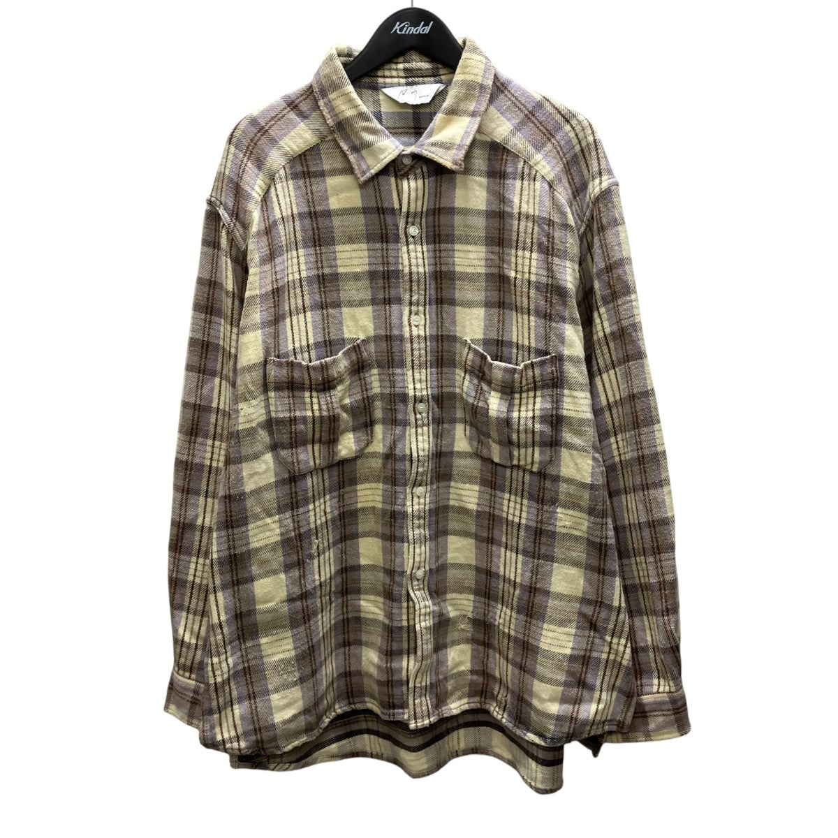 ANCELLM(アンセルム) NEL CHECK OVER WORK SHIRTネルシャツ ホワイト