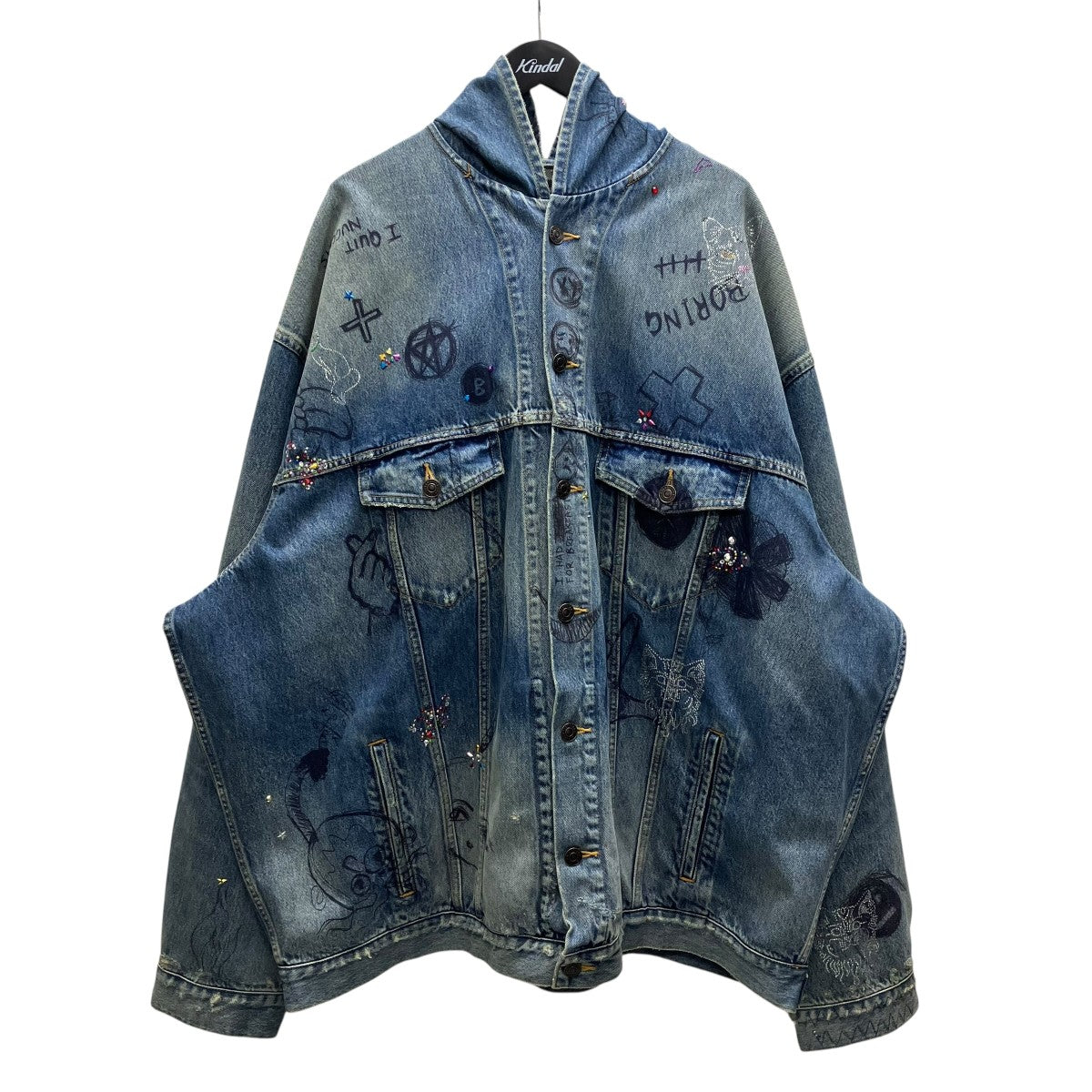 BALENCIAGA(バレンシアガ) フーデッドデニムジャケット 719315 ブルー