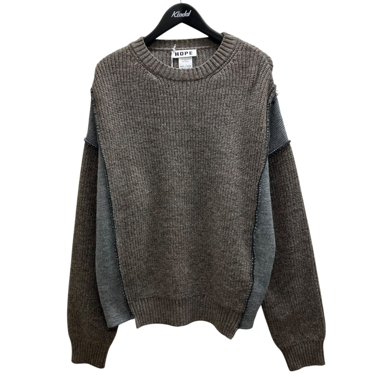 Patched Sweater BEIGE MELANGE MIX ウールニット
