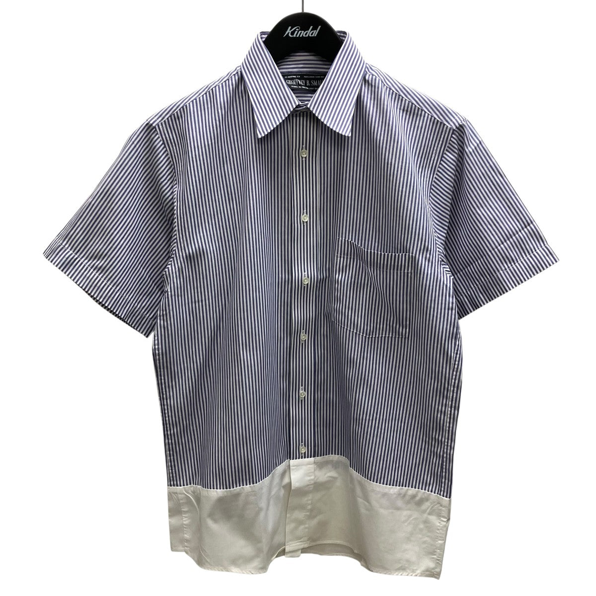 【逸品】BOGLIOLI コットンストライプ　アンコンJK DOVER XL相当 GEOFFREY B SMALL(ジェフリービースモール) ストライプシャツ ネイビー
